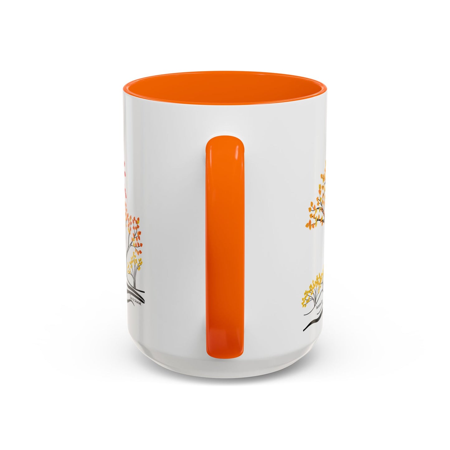 “Autumn Glory”, IMAGINE™ Series, Hand-Drawn Art Print, White Ceramic Accent Mug—3 of 4 Seasons Collection—15 oz or 11 oz