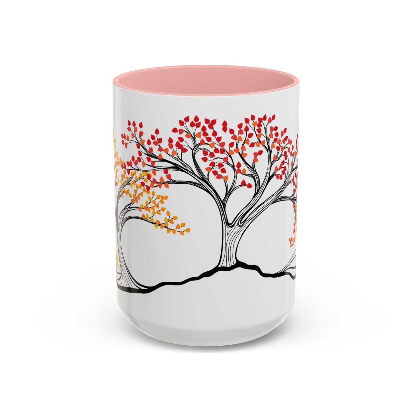 “Autumn Glory”, IMAGINE™ Series, Hand-Drawn Art Print, White Ceramic Accent Mug—3 of 4 Seasons Collection—15 oz or 11 oz