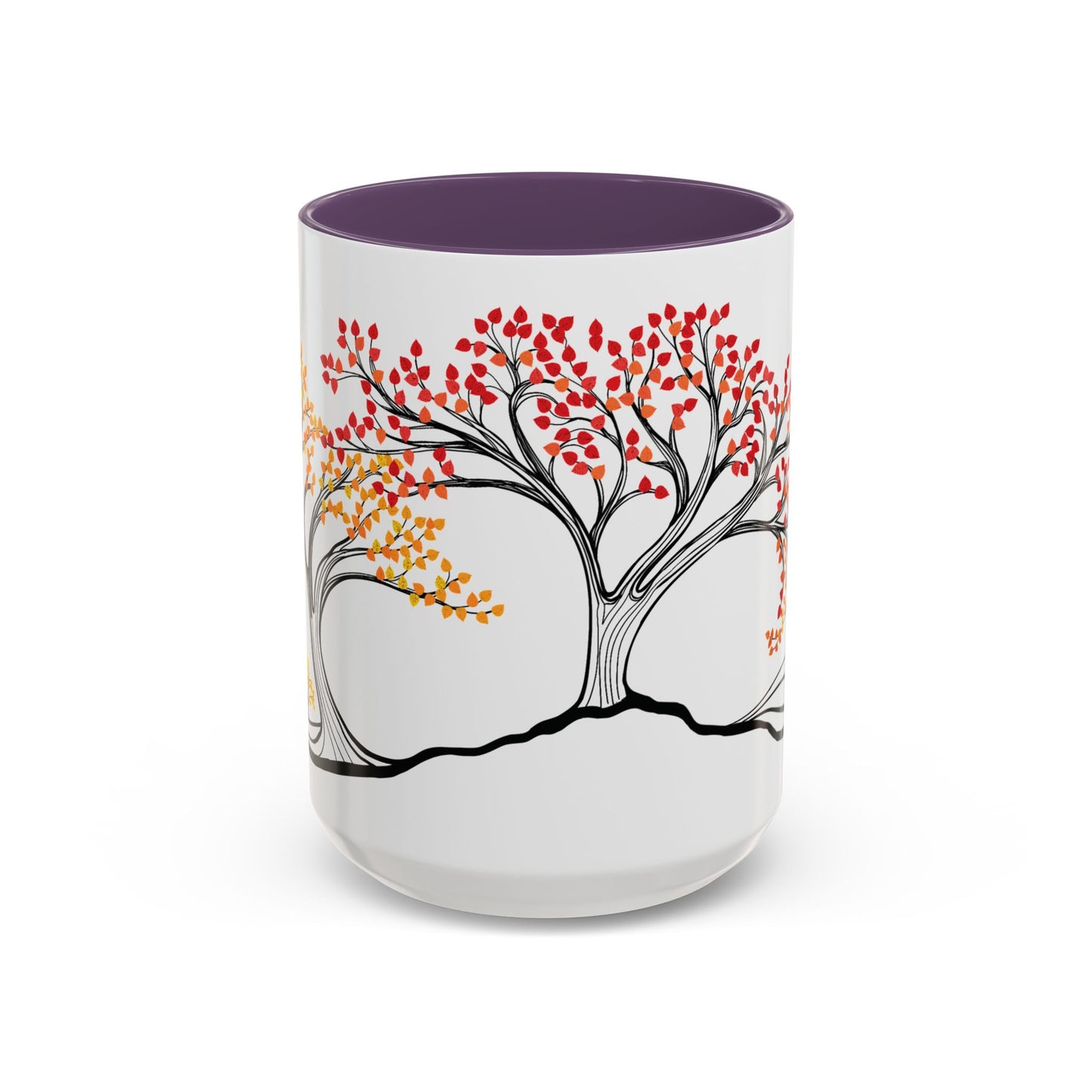 “Autumn Glory”, IMAGINE™ Series, Hand-Drawn Art Print, White Ceramic Accent Mug—3 of 4 Seasons Collection—15 oz or 11 oz