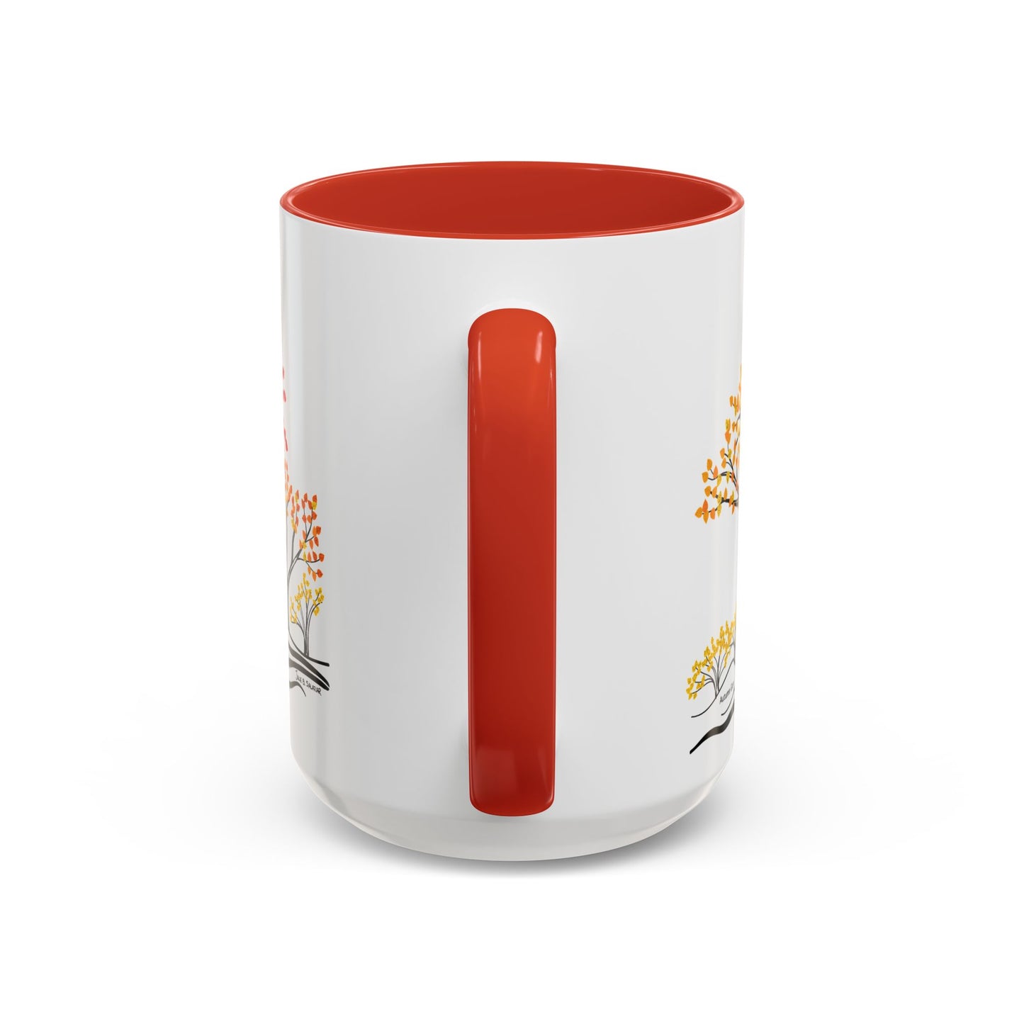 “Autumn Glory”, IMAGINE™ Series, Hand-Drawn Art Print, White Ceramic Accent Mug—3 of 4 Seasons Collection—15 oz or 11 oz
