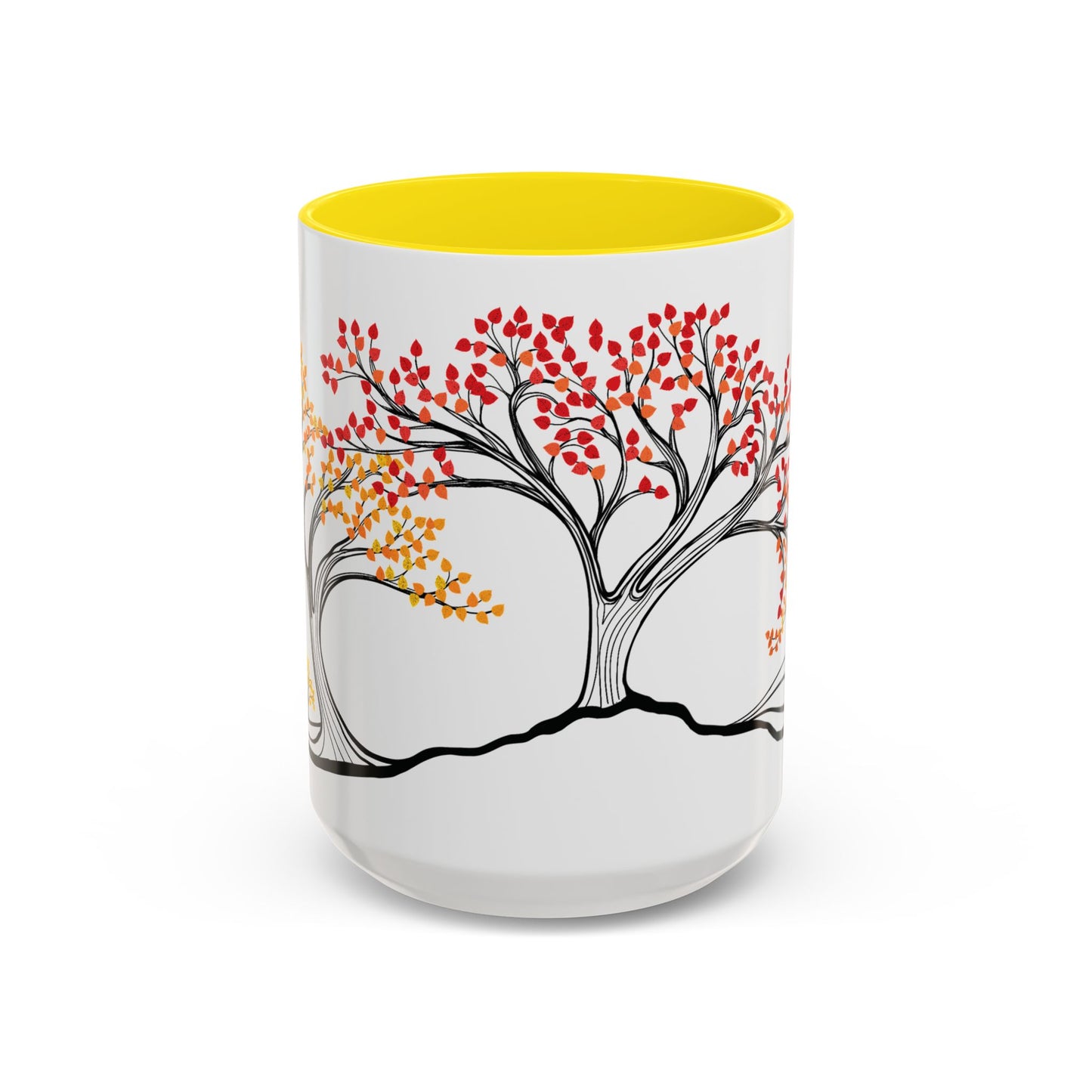 “Autumn Glory”, IMAGINE™ Series, Hand-Drawn Art Print, White Ceramic Accent Mug—3 of 4 Seasons Collection—15 oz or 11 oz