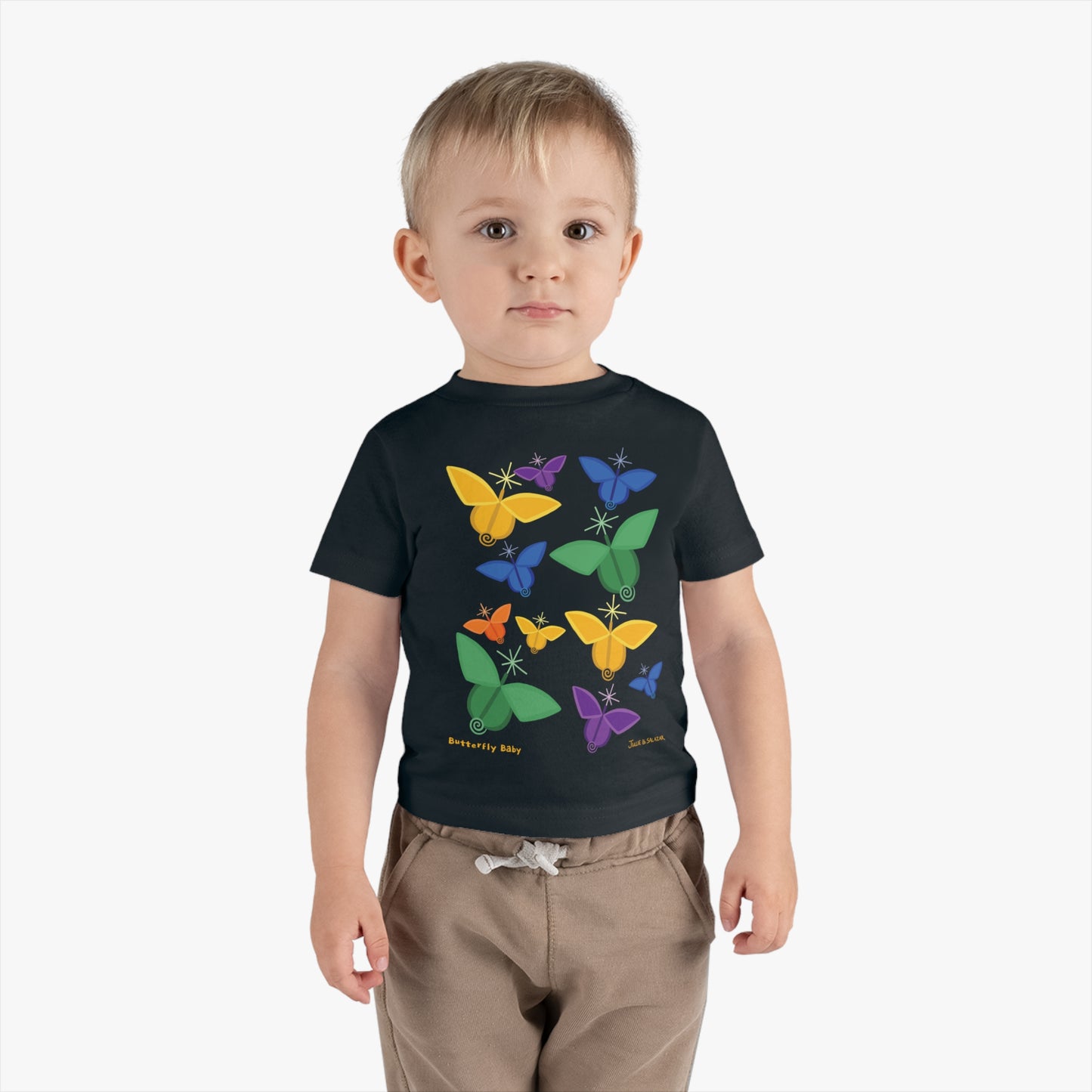 “Butterfly Baby”, IMAGINE™ Series, Hand-Drawn Art Print, Children’s Collection, Rabbit Skins Brand Infant Cotton Jersey Tee , 4 Sizes — 6M, 12M, 18M, 24M