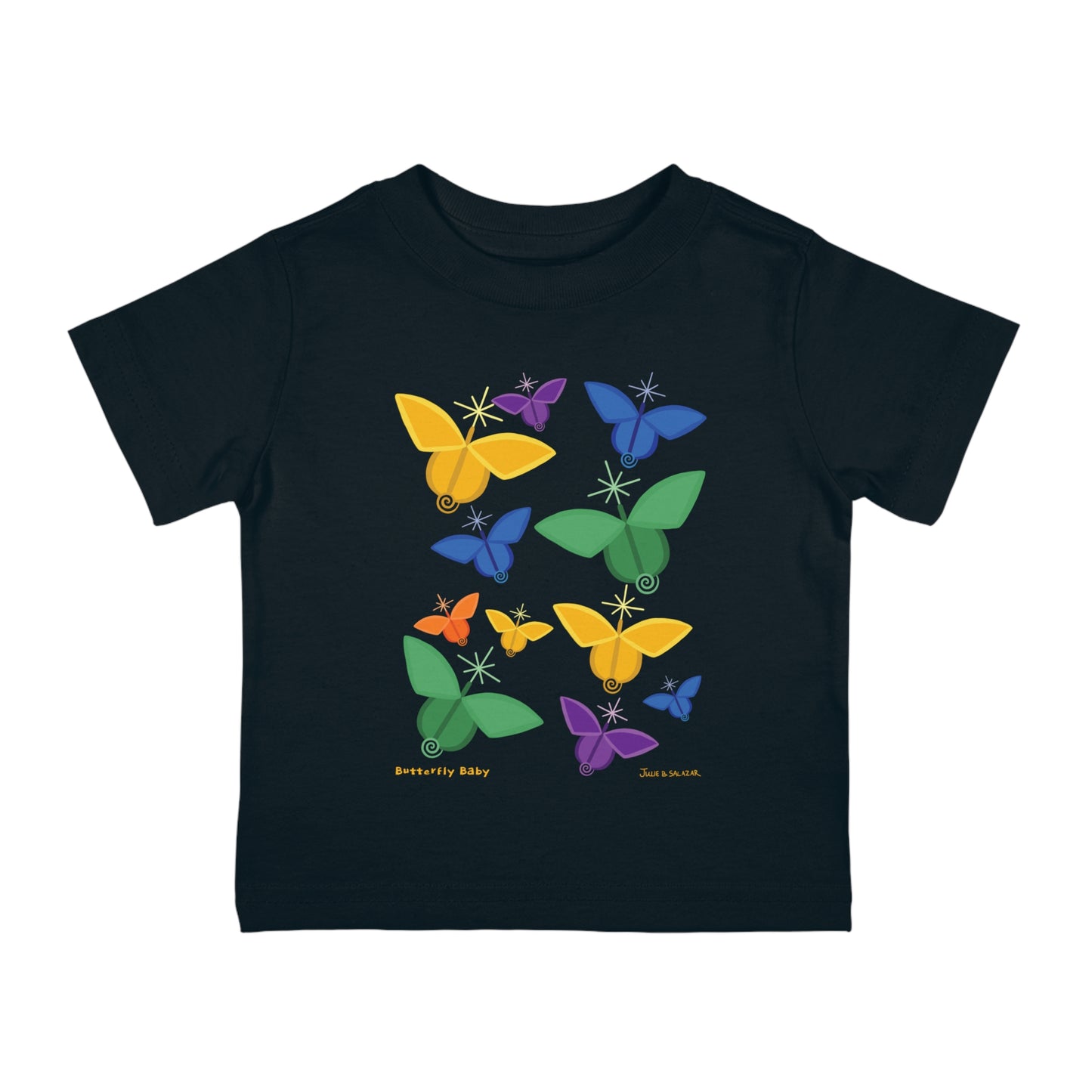 “Butterfly Baby”, IMAGINE™ Series, Hand-Drawn Art Print, Children’s Collection, Rabbit Skins Brand Infant Cotton Jersey Tee , 4 Sizes — 6M, 12M, 18M, 24M