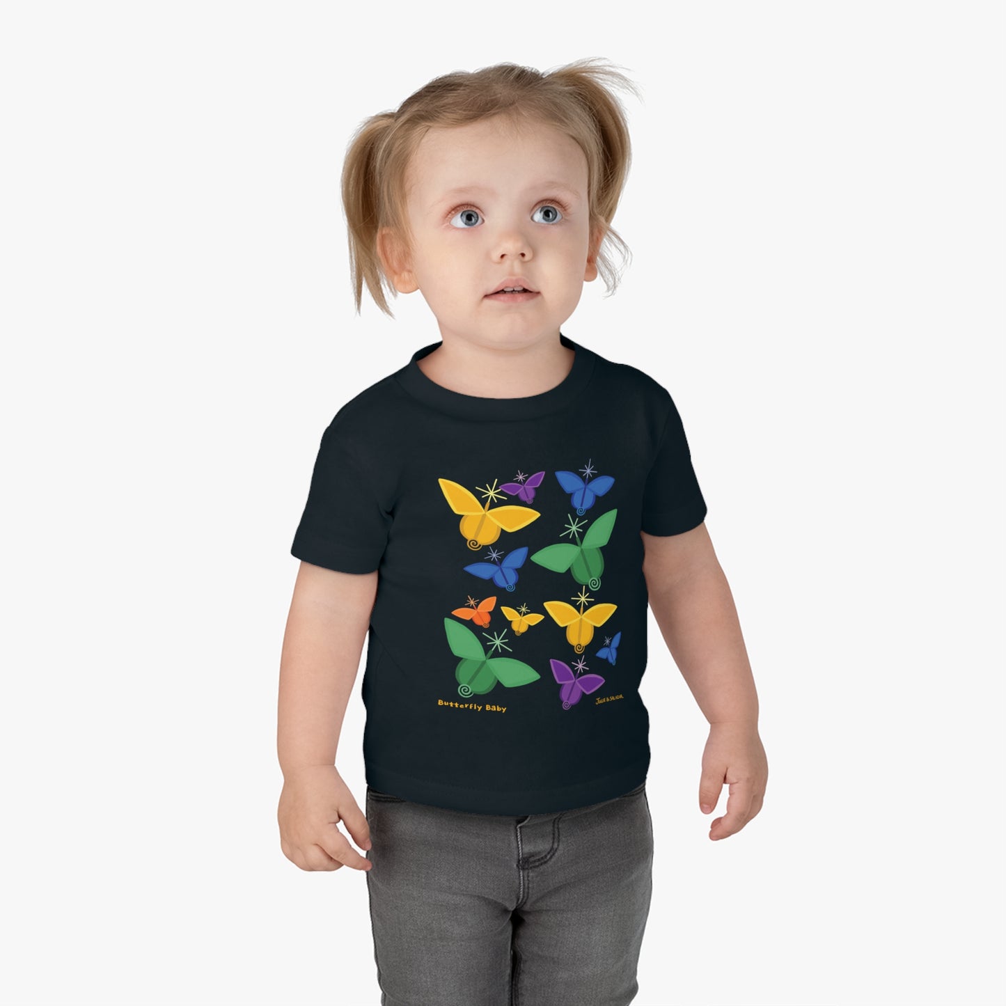“Butterfly Baby”, IMAGINE™ Series, Hand-Drawn Art Print, Children’s Collection, Rabbit Skins Brand Infant Cotton Jersey Tee , 4 Sizes — 6M, 12M, 18M, 24M