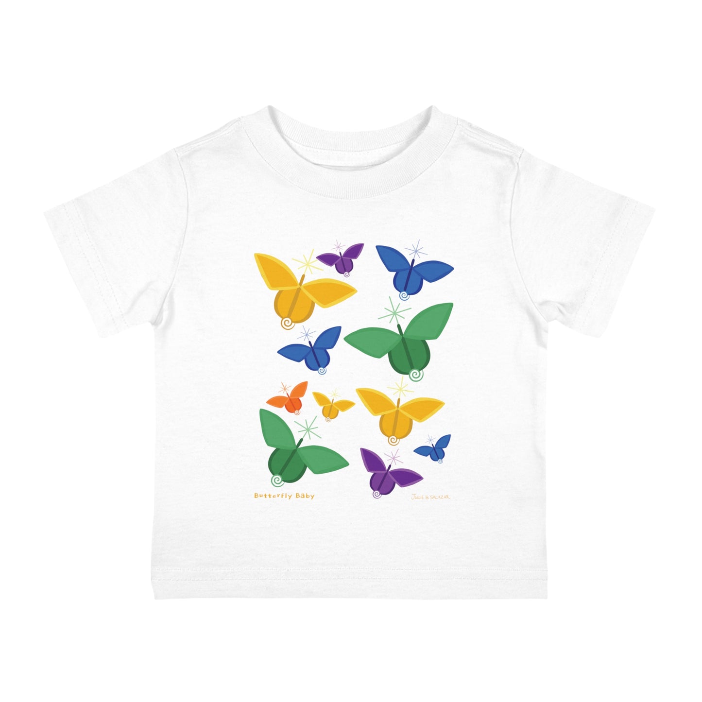 “Butterfly Baby”, IMAGINE™ Series, Hand-Drawn Art Print, Children’s Collection, Rabbit Skins Brand Infant Cotton Jersey Tee , 4 Sizes — 6M, 12M, 18M, 24M
