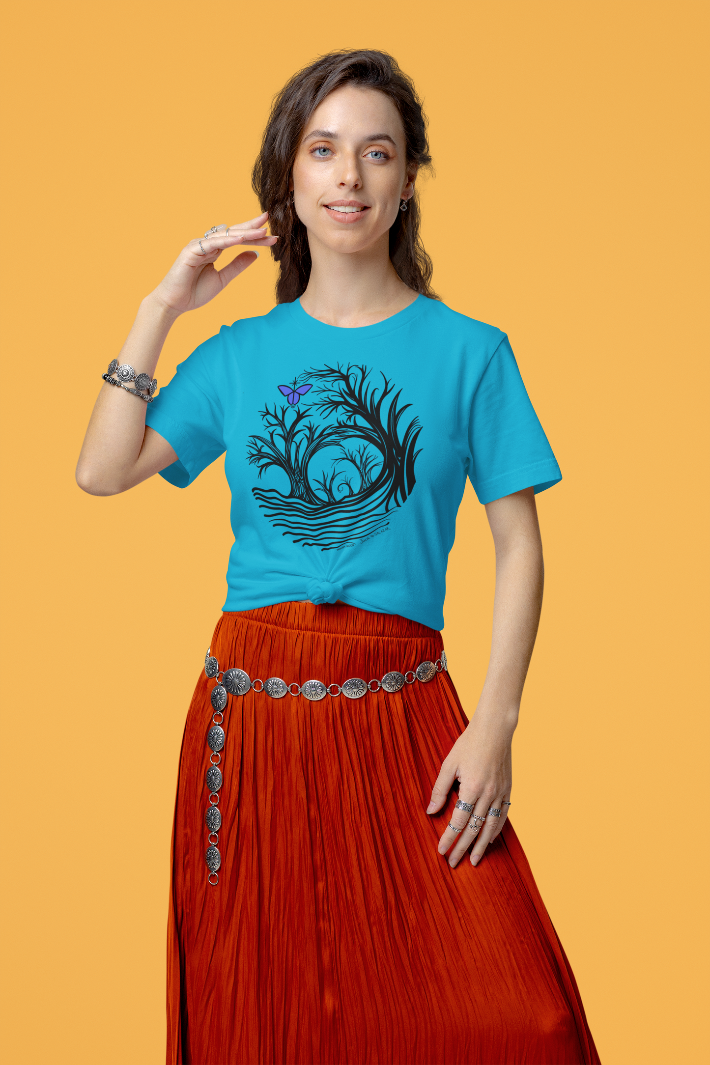 "Butterfly Dreamer", IMAGINE™ Series, Hand-Drawn Art Print, Bella+Canvas 3001 Unisex Jersey Short Sleeve Tee