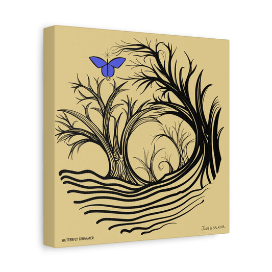 “Butterfly Dreamer”, IMAGINE™ Series, Hand-Drawn Art Print, Wall Art Collection, Stretched Canvas , 6 x 6 inches, 20 x 20 inches, 36 x 36 inches, plus 7 More Sizes