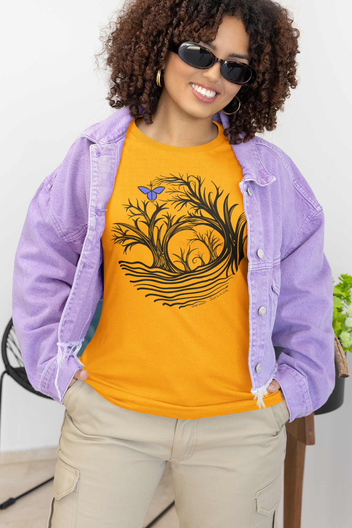 "Butterfly Dreamer", IMAGINE™ Series, Hand-Drawn Art Print, Bella+Canvas 3001 Unisex Jersey Short Sleeve Tee