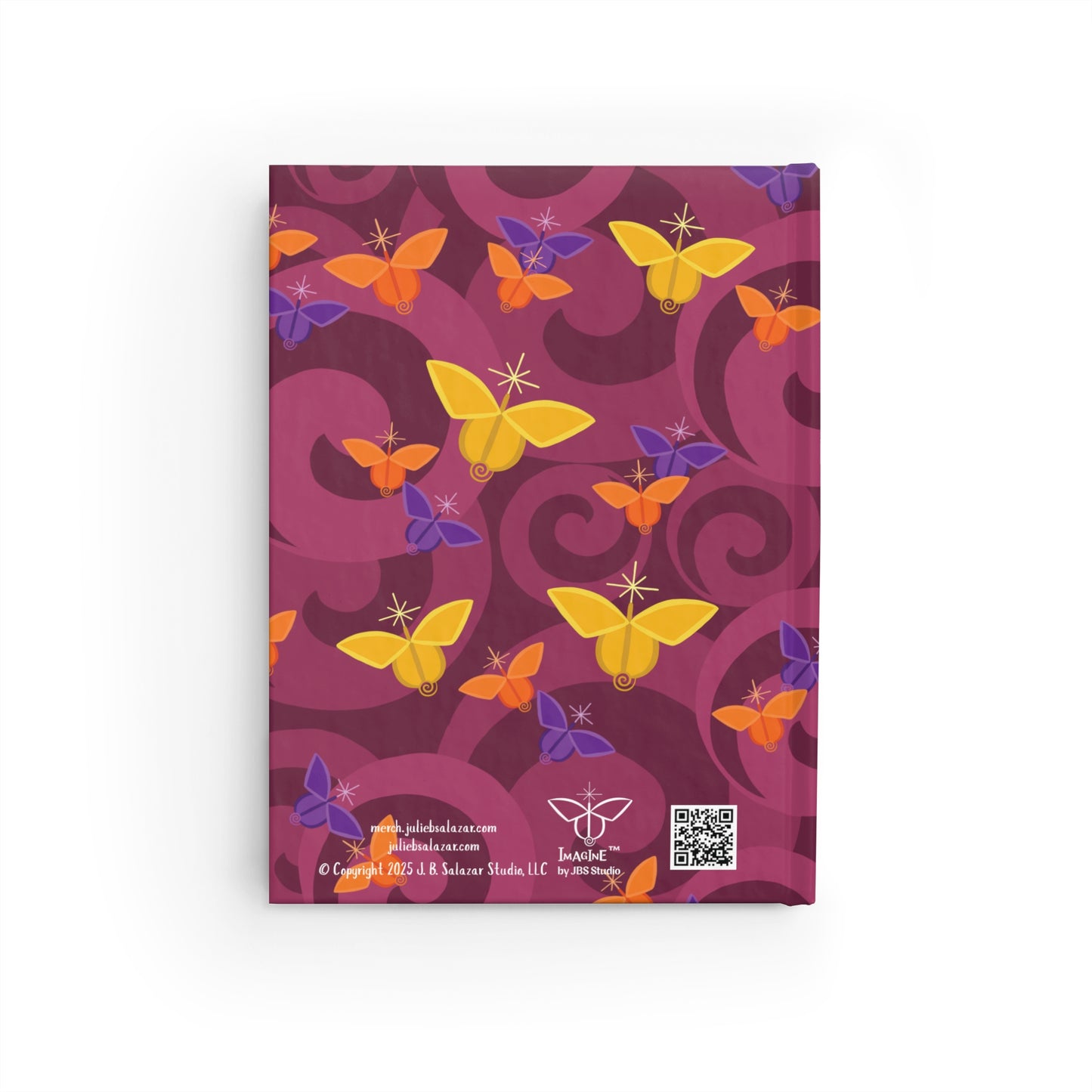 “Butterfly Whimsy, Dream Weaver”, IMAGINE™ Series Hand-Drawn Art Print, Hardcover Journal—Option to Personalize—Lined or Blank