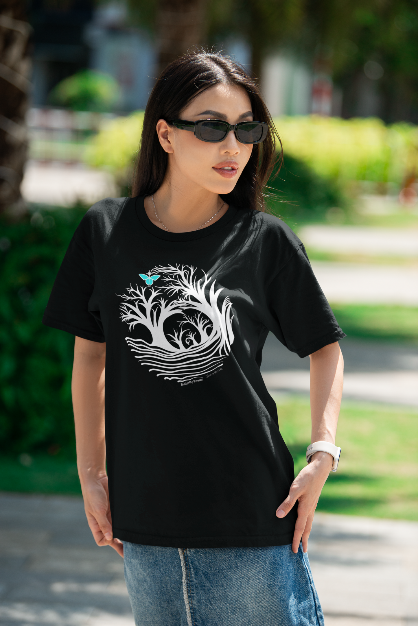 "Butterfly Power",  IMAGINE™ Series, Hand-Drawn Art Print, Bella+Canvas 3001 Unisex Jersey Short Sleeve Tee