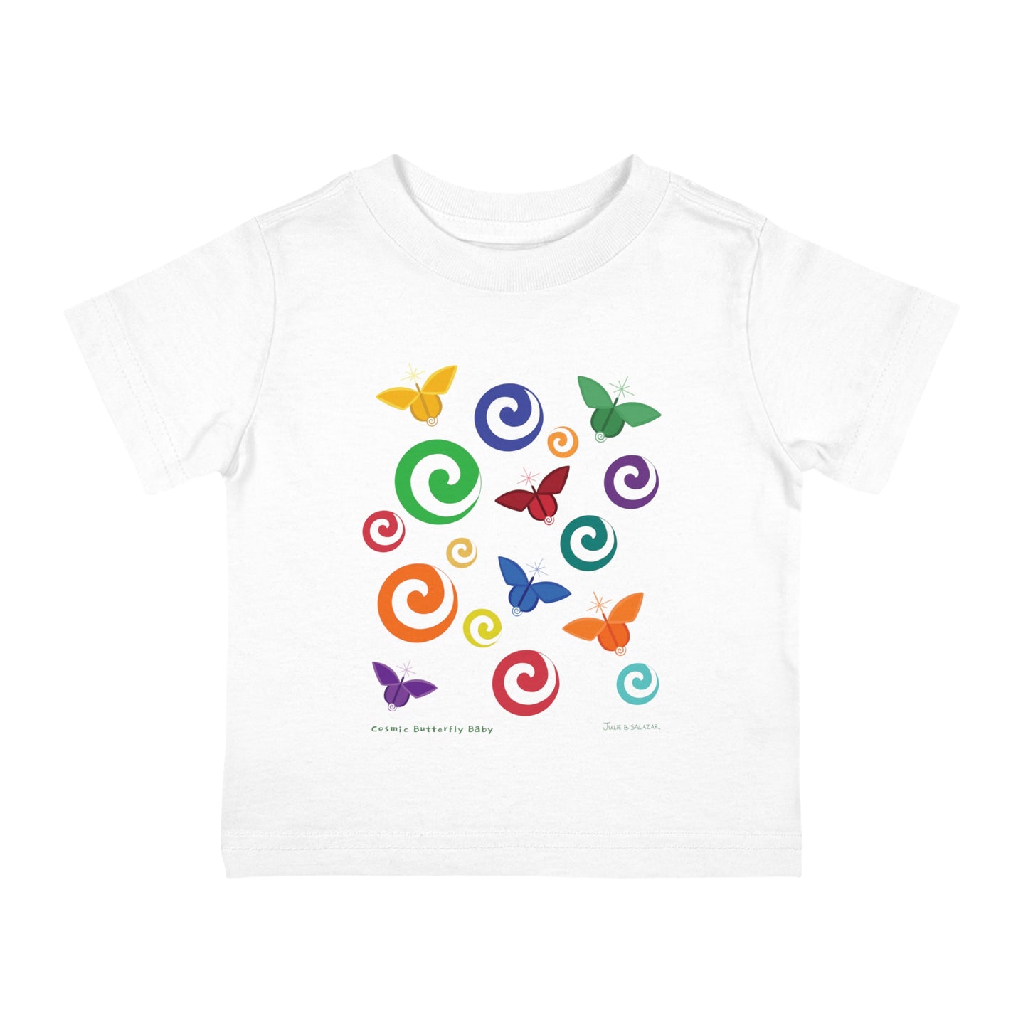 “Cosmic Butterfly Baby”, IMAGINE™ Series, Hand-Drawn Art Print, Rabbit Skins Brand Infant Cotton Jersey Tee , 4 Sizes — 6M, 12M, 18M, 24M