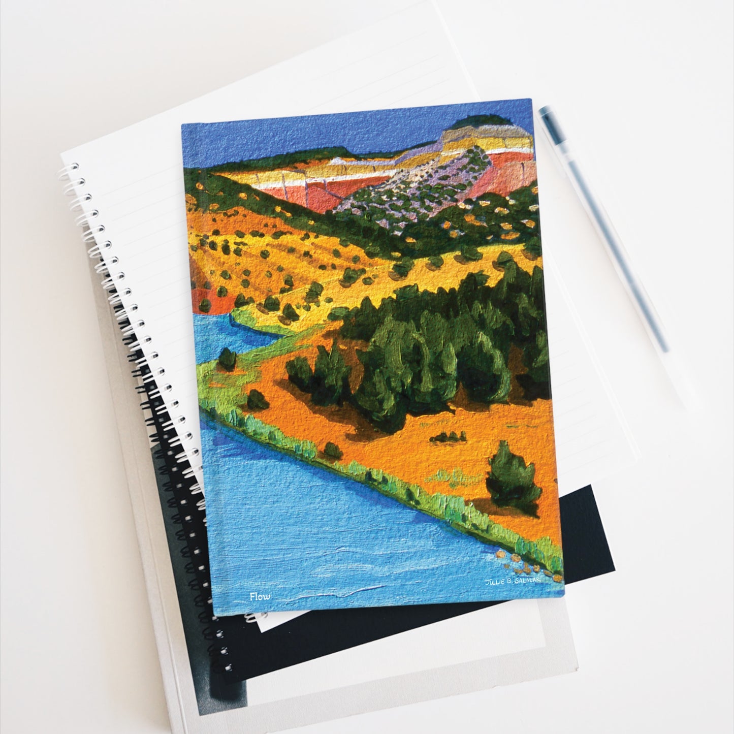 "Flow", Southwest Landscape, Oil on Paper Art Print, Hardcover Journal—Lined or Blank