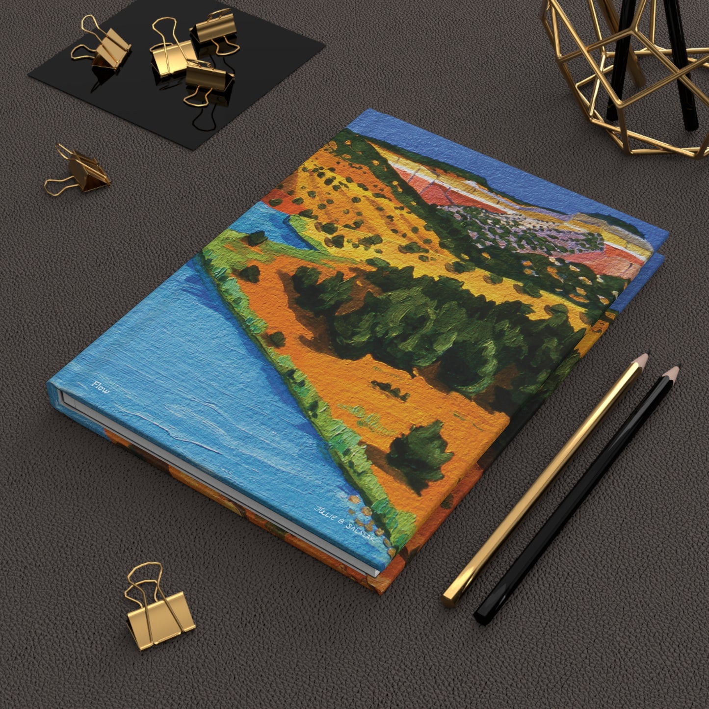 "Flow", Southwest Landscape, Oil on Paper Art Print, Hardcover Journal—Lined or Blank