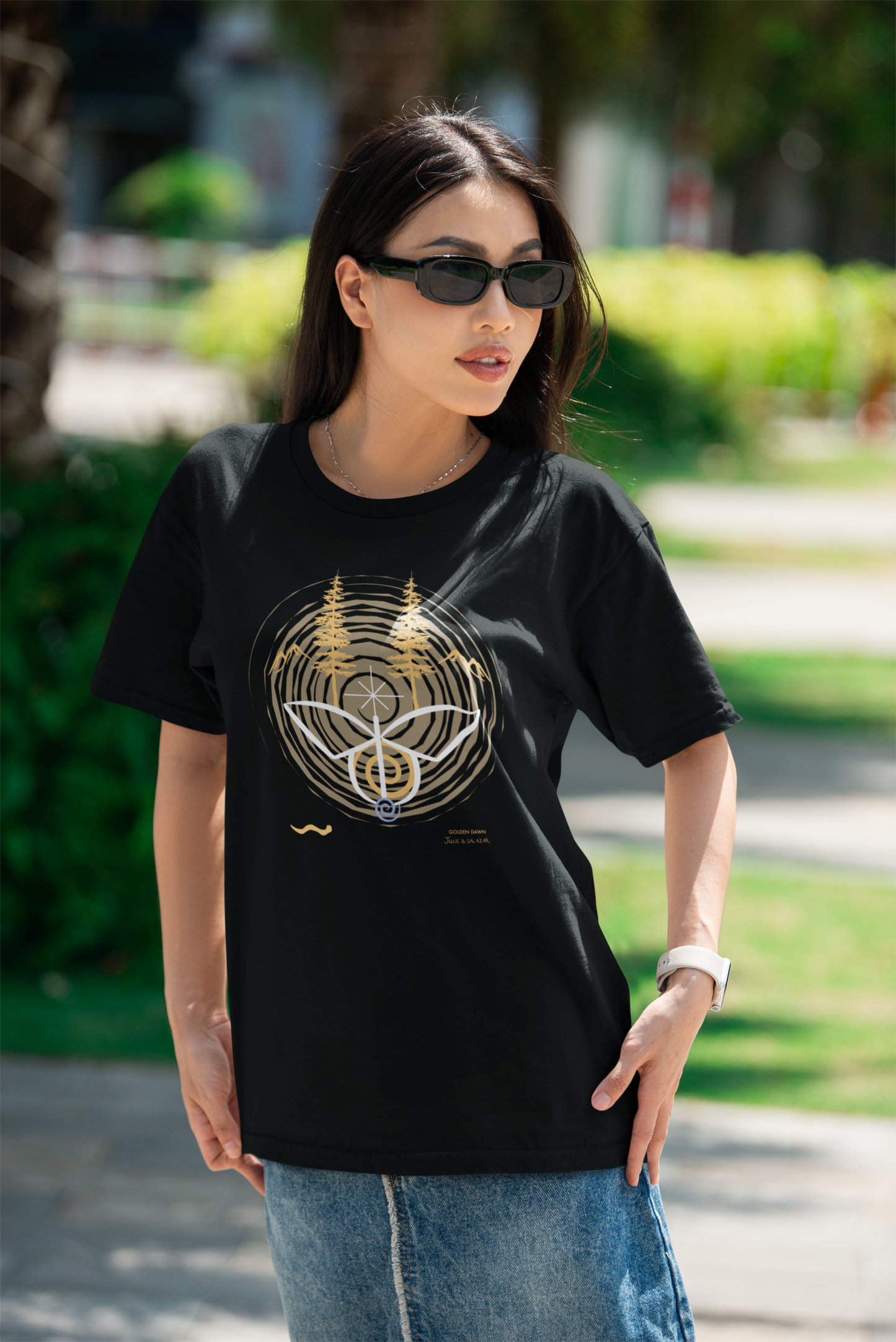 "Golden Dawn", IMAGINE™ Series, Hand-Drawn Art Print, Bella+Canvas 3001 Unisex Jersey Short Sleeve Tee