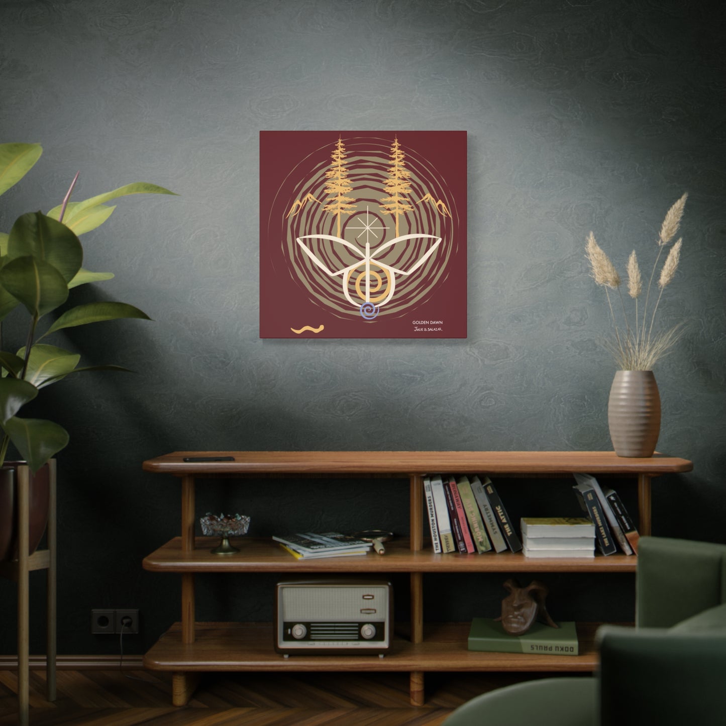 “Golden Dawn”, IMAGINE™ Series, Hand-Drawn Art Print, Wall Art Collection, Stretched Canvas , 6 x 6 inches, 20 x 20 inches, 36 x 36 inches, plus 7 More Sizes