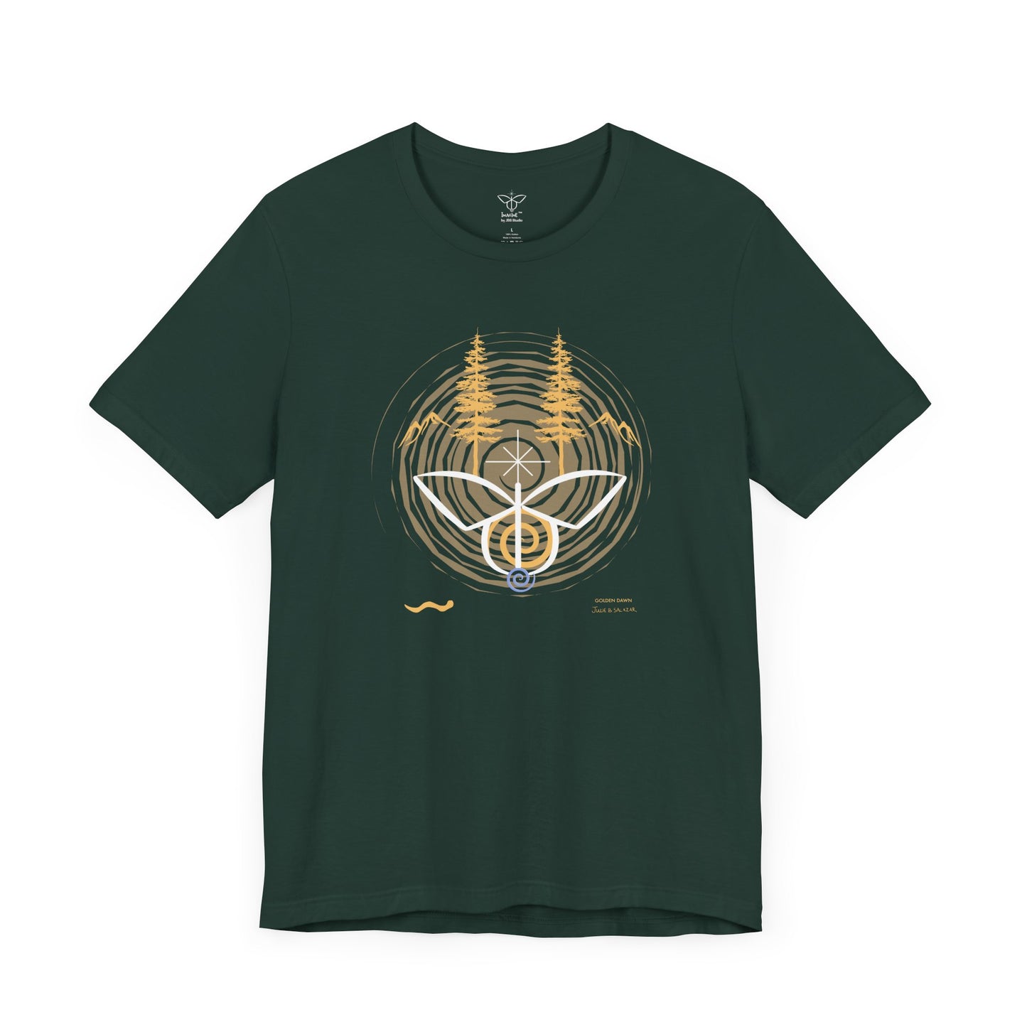 "Golden Dawn", IMAGINE™ Series, Hand-Drawn Art Print, Bella+Canvas 3001 Unisex Jersey Short Sleeve Tee