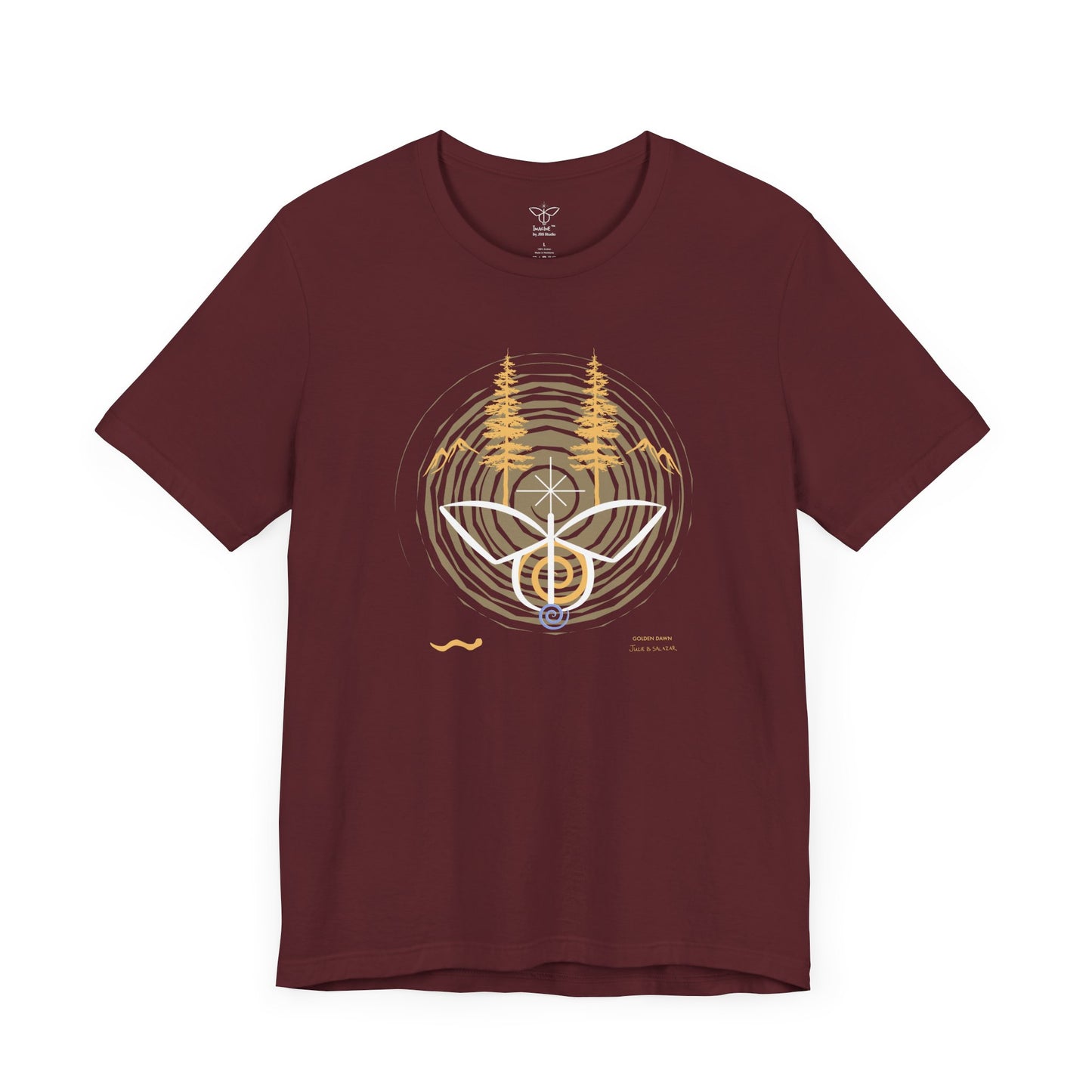 "Golden Dawn", IMAGINE™ Series, Hand-Drawn Art Print, Bella+Canvas 3001 Unisex Jersey Short Sleeve Tee