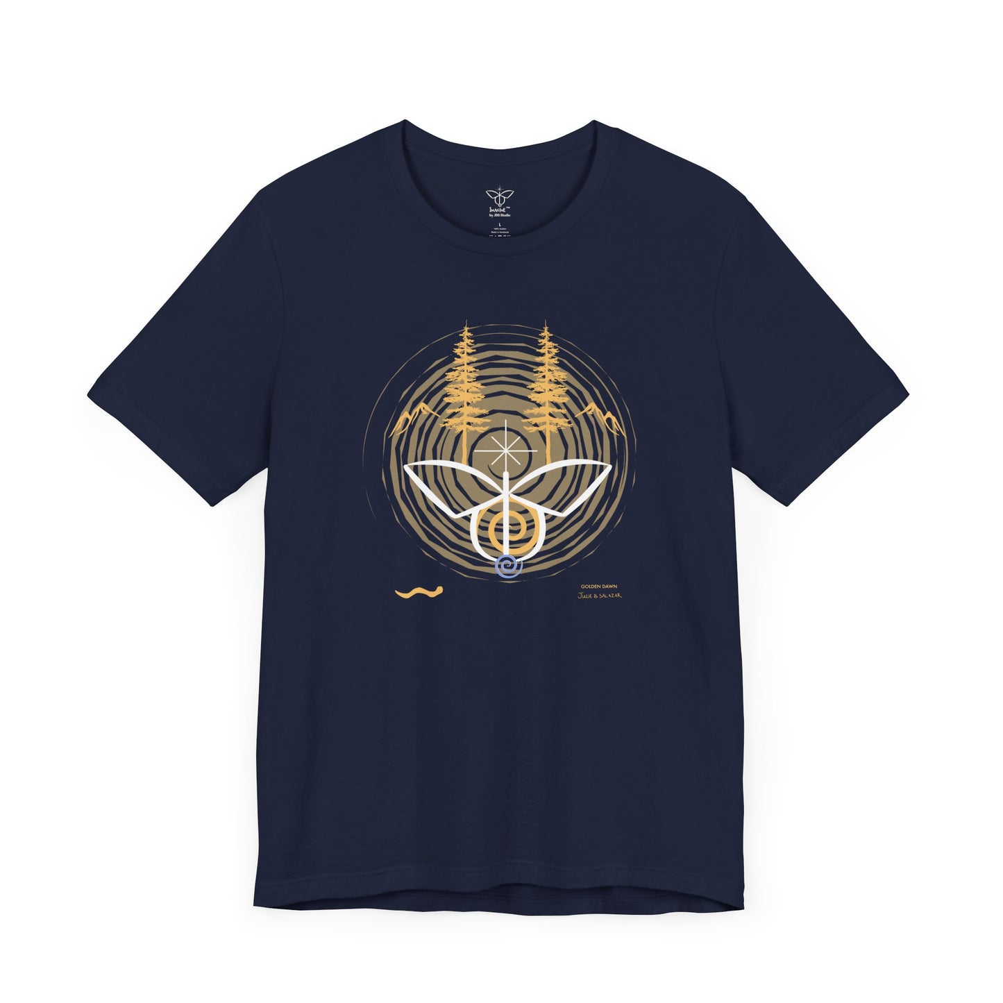 "Golden Dawn", IMAGINE™ Series, Hand-Drawn Art Print, Bella+Canvas 3001 Unisex Jersey Short Sleeve Tee
