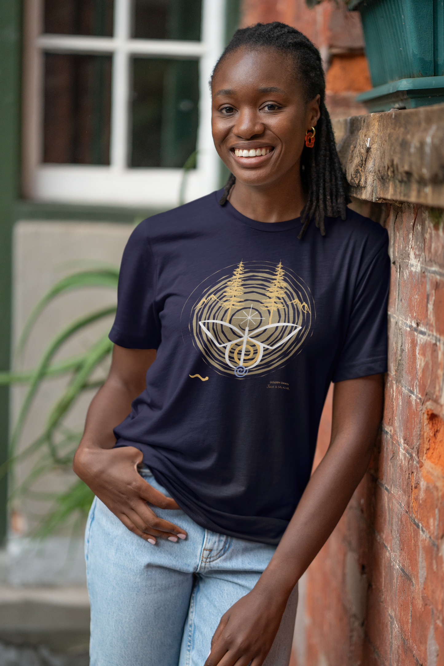"Golden Dawn", IMAGINE™ Series, Hand-Drawn Art Print, Bella+Canvas 3001 Unisex Jersey Short Sleeve Tee