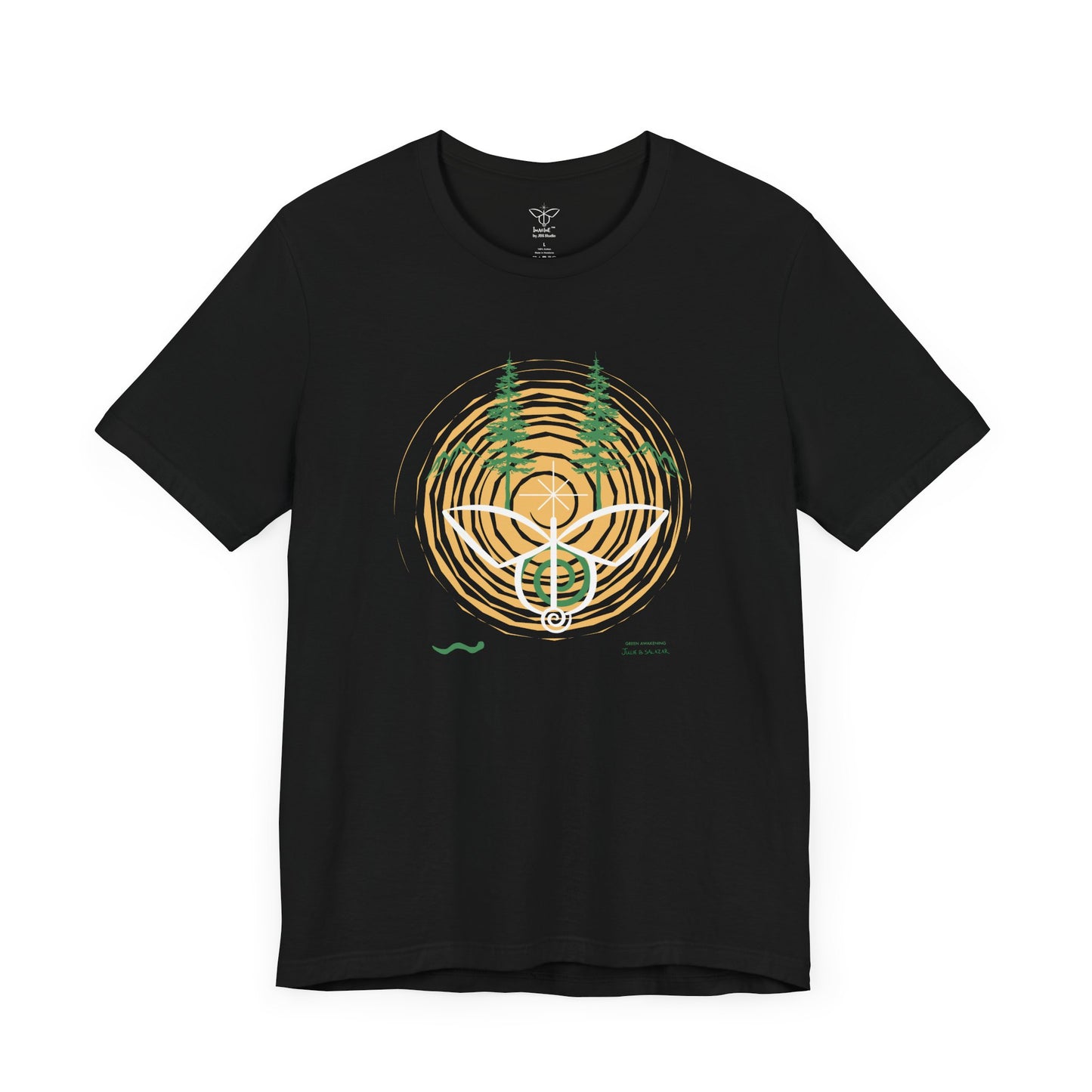 "Green Awakening", IMAGINE™ Series, Hand-Drawn Art Print, Bella+Canvas 3001 Unisex Jersey Short Sleeve Tee