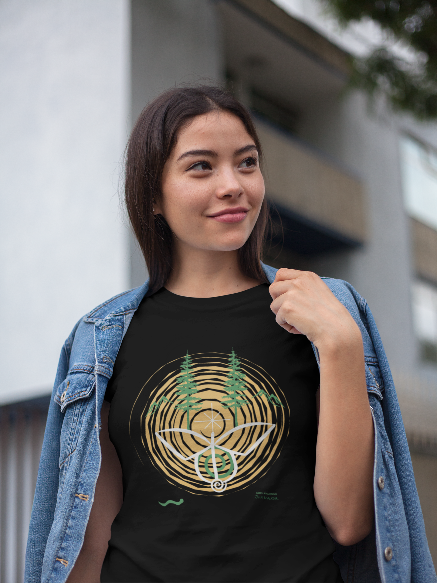 "Green Awakening", IMAGINE™ Series, Hand-Drawn Art Print, Bella+Canvas 3001 Unisex Jersey Short Sleeve Tee