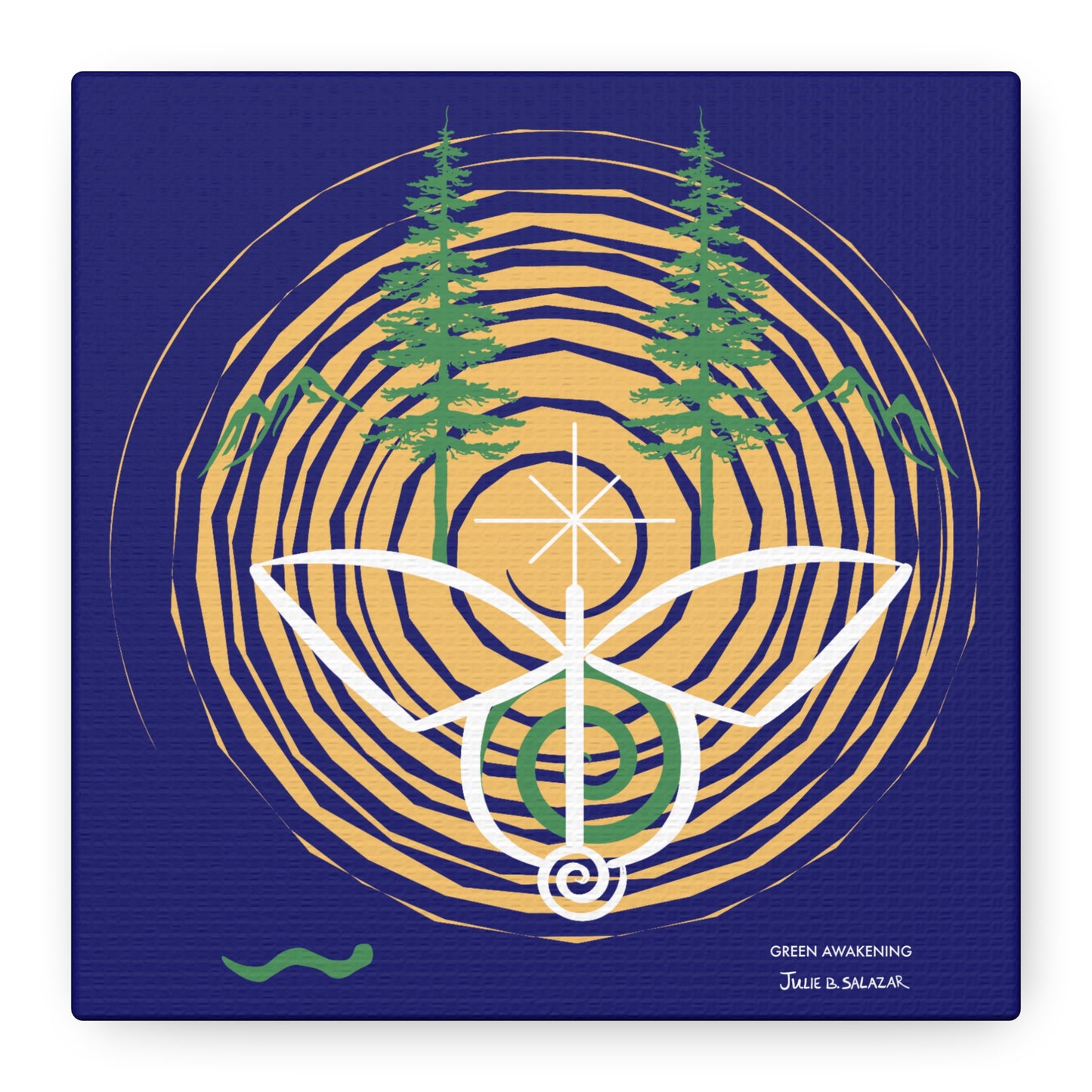 “Green Awakening”, IMAGINE™ Series, Hand-Drawn Art Print, Wall Art Collection, Stretched Canvas , 6 x 6 inches, 20 x 20 inches, 36 x 36 inches, plus 7 More Sizes