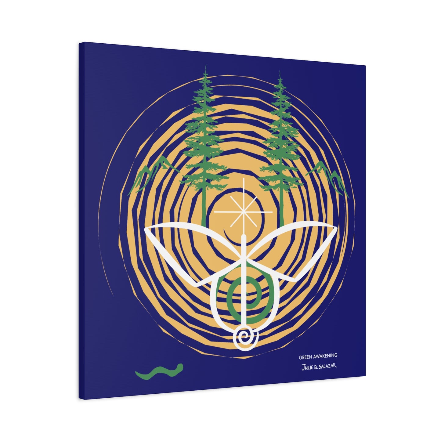 “Green Awakening”, IMAGINE™ Series, Hand-Drawn Art Print, Wall Art Collection, Stretched Canvas , 6 x 6 inches, 20 x 20 inches, 36 x 36 inches, plus 7 More Sizes