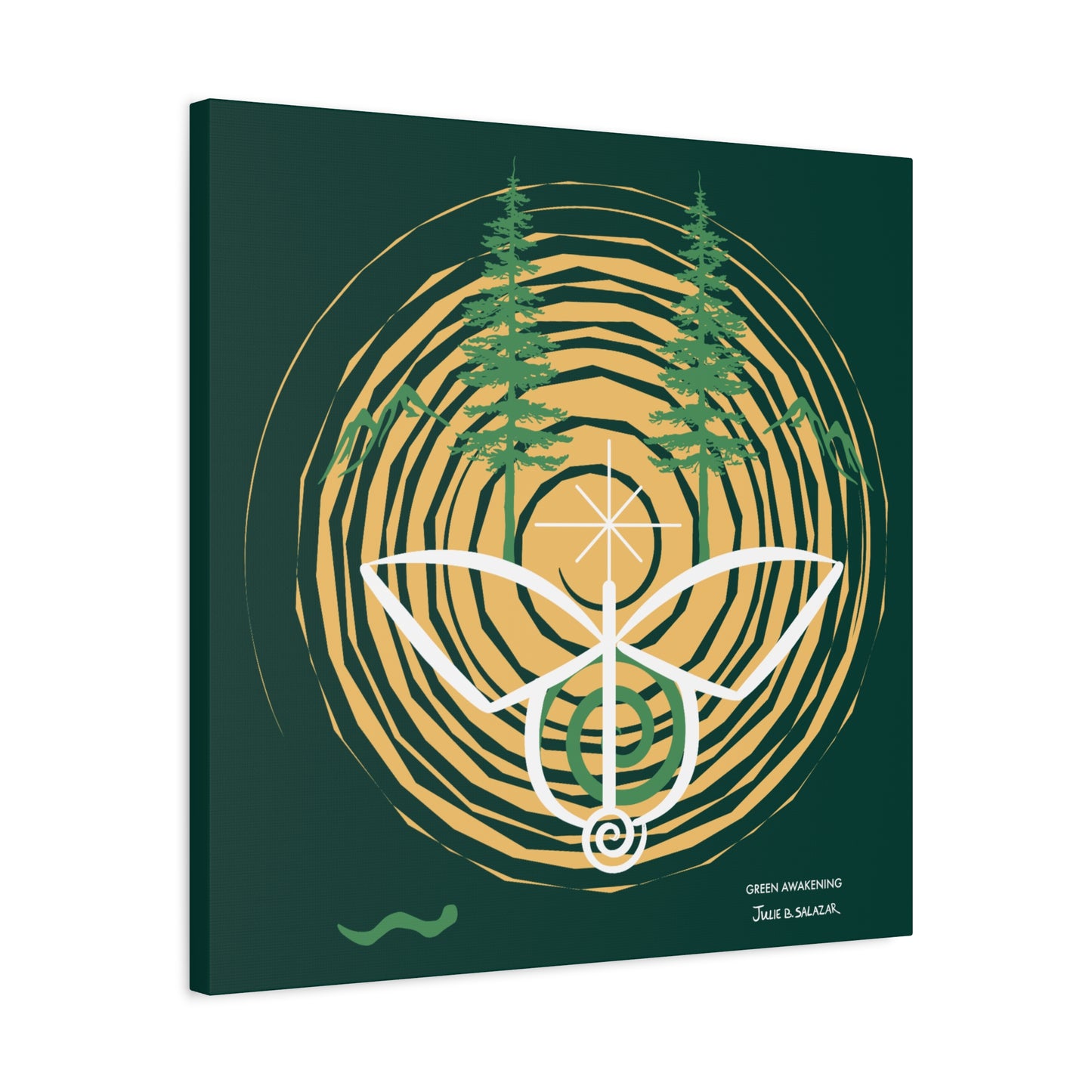 “Green Awakening”, IMAGINE™ Series, Hand-Drawn Art Print, Wall Art Collection, Stretched Canvas , 6 x 6 inches, 20 x 20 inches, 36 x 36 inches, plus 7 More Sizes