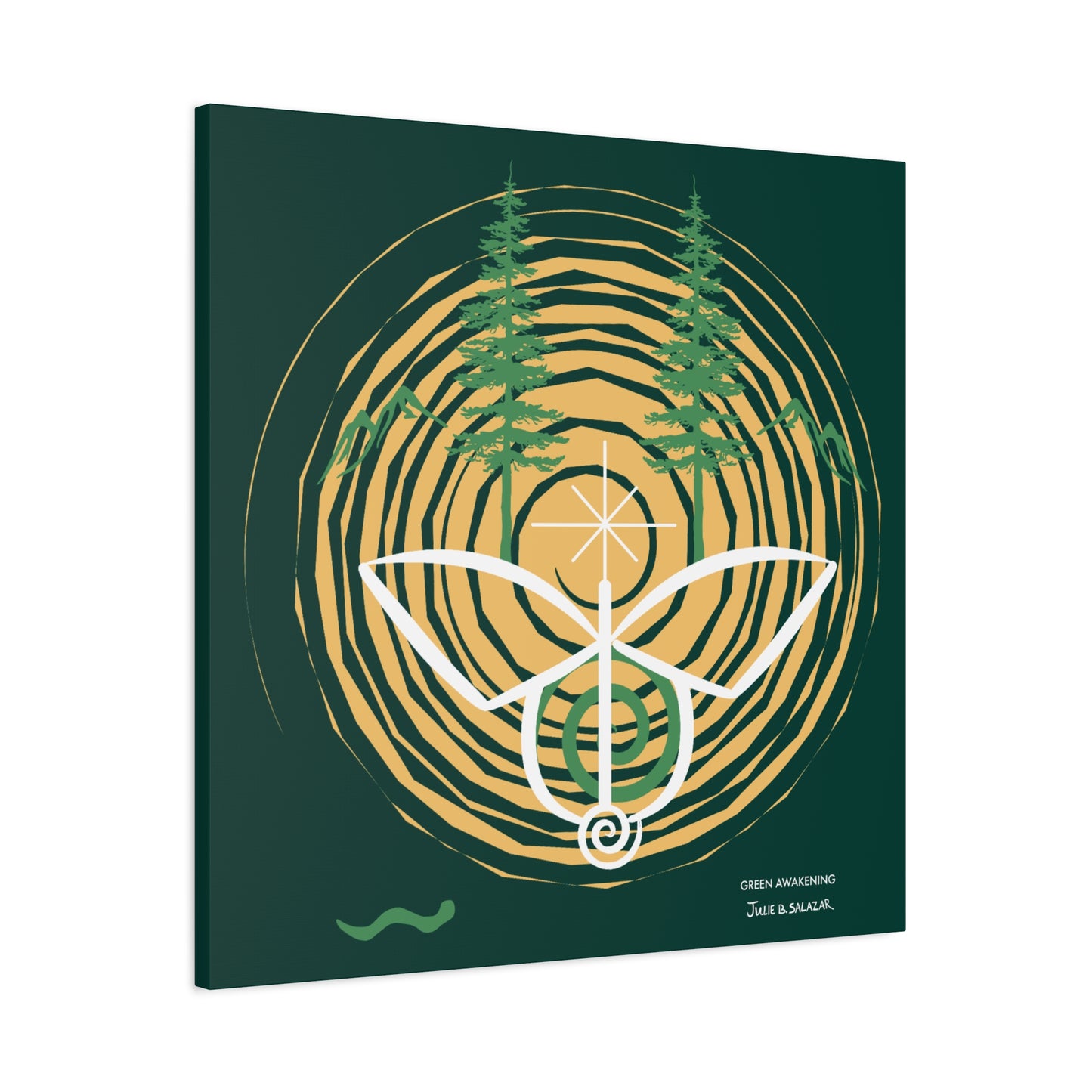 “Green Awakening”, IMAGINE™ Series, Hand-Drawn Art Print, Wall Art Collection, Stretched Canvas , 6 x 6 inches, 20 x 20 inches, 36 x 36 inches, plus 7 More Sizes