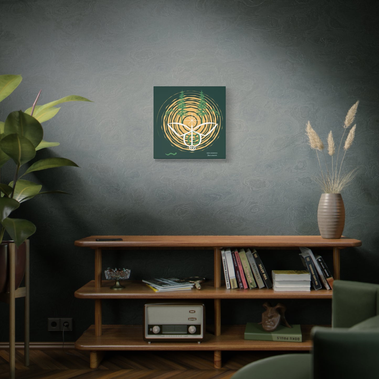 “Green Awakening”, IMAGINE™ Series, Hand-Drawn Art Print, Wall Art Collection, Stretched Canvas , 6 x 6 inches, 20 x 20 inches, 36 x 36 inches, plus 7 More Sizes