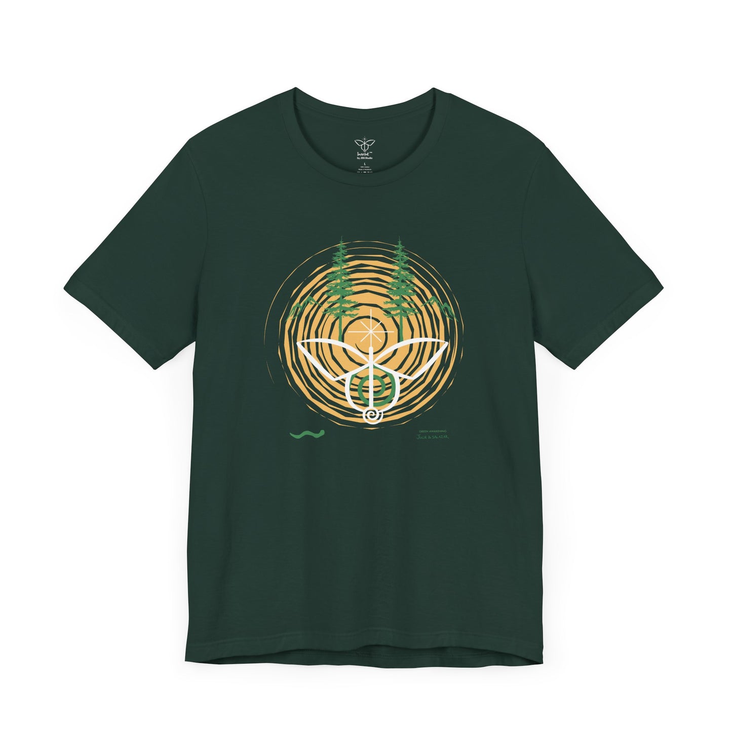 "Green Awakening", IMAGINE™ Series, Hand-Drawn Art Print, Bella+Canvas 3001 Unisex Jersey Short Sleeve Tee