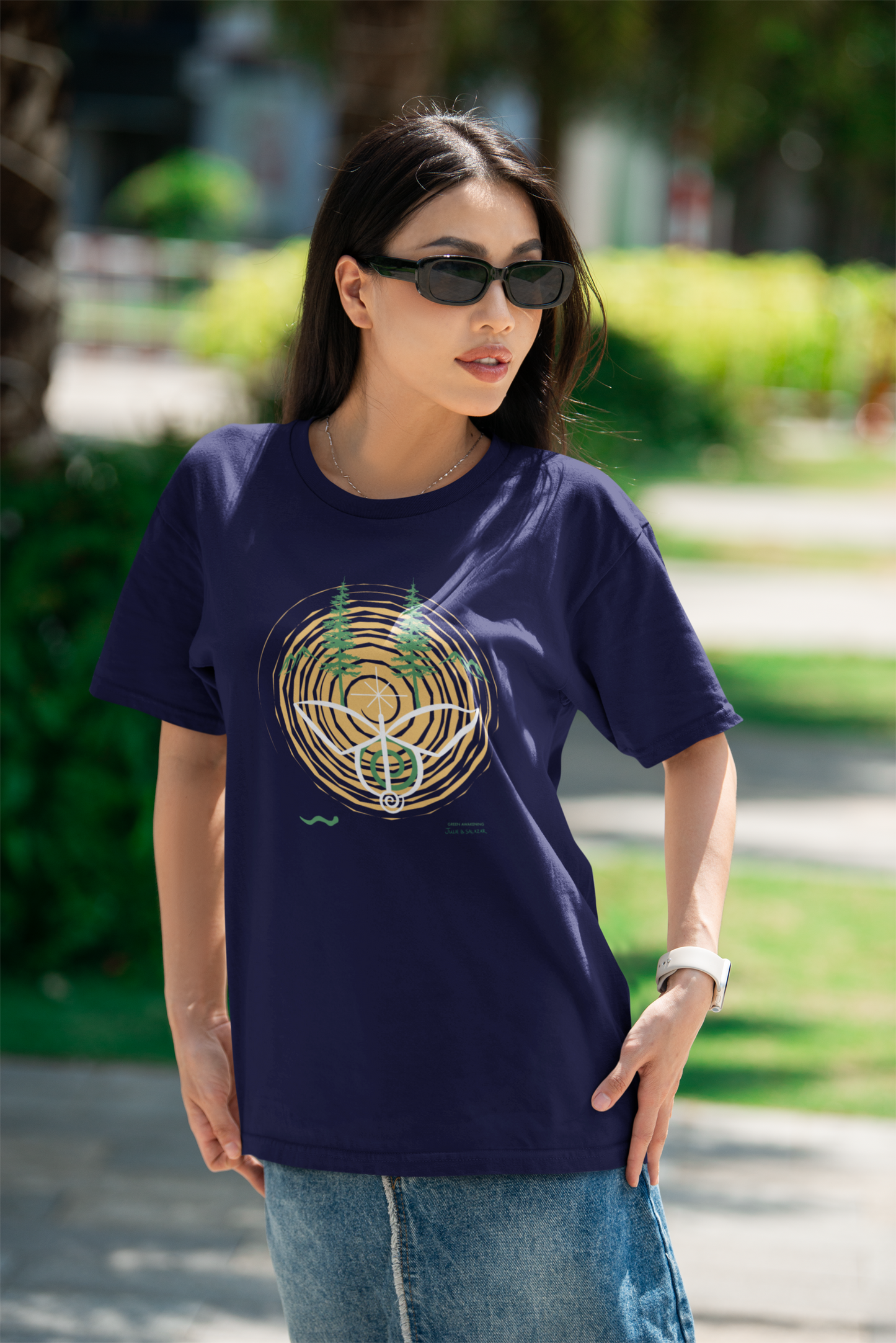 "Green Awakening", IMAGINE™ Series, Hand-Drawn Art Print, Bella+Canvas 3001 Unisex Jersey Short Sleeve Tee