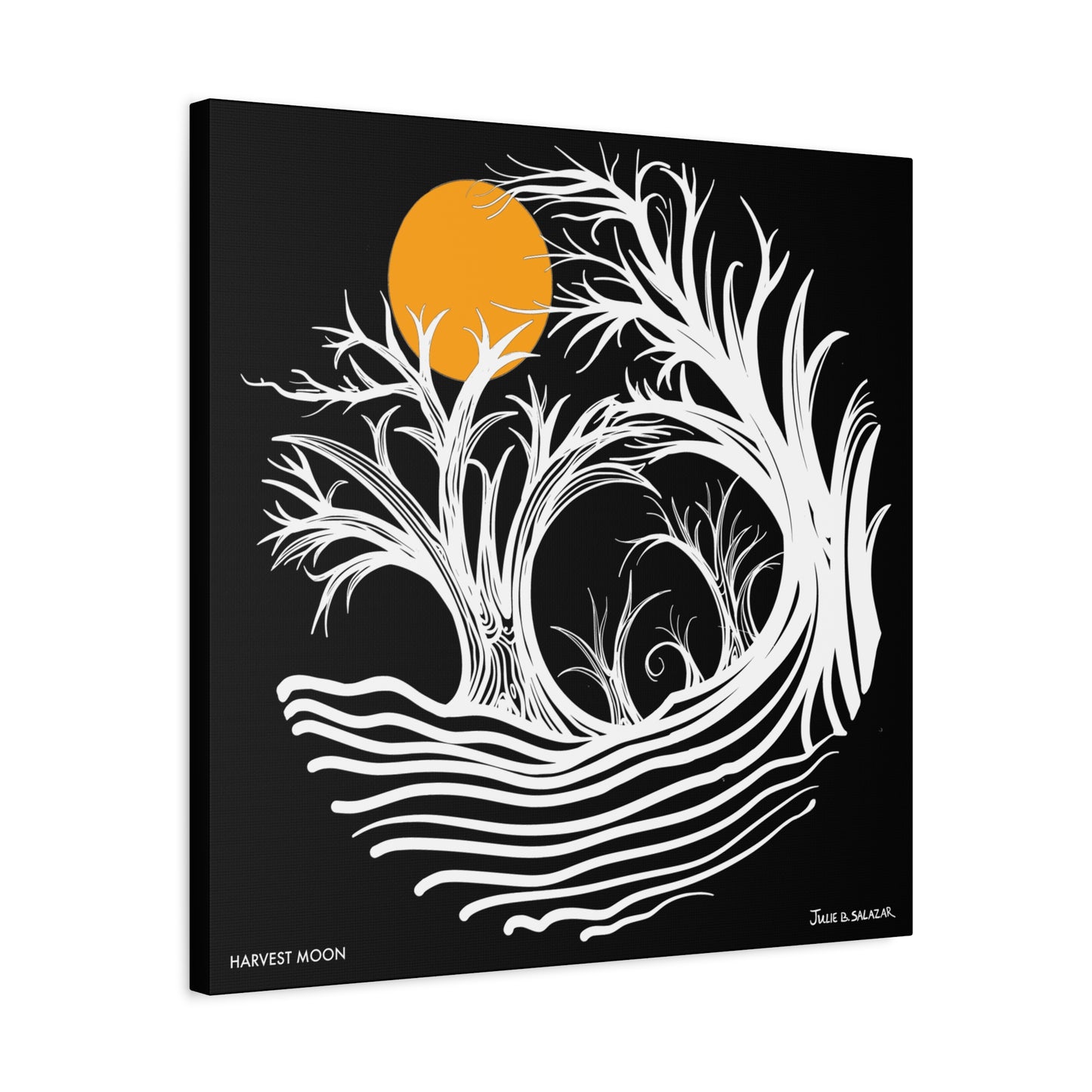 “Harvest Moon”, IMAGINE™ Series, Hand-Drawn Art Print, Wall Art Collection, Stretched Canvas , 6 x 6 inches, 20 x 20 inches, 36 x 36 inches, plus 7 More Sizes