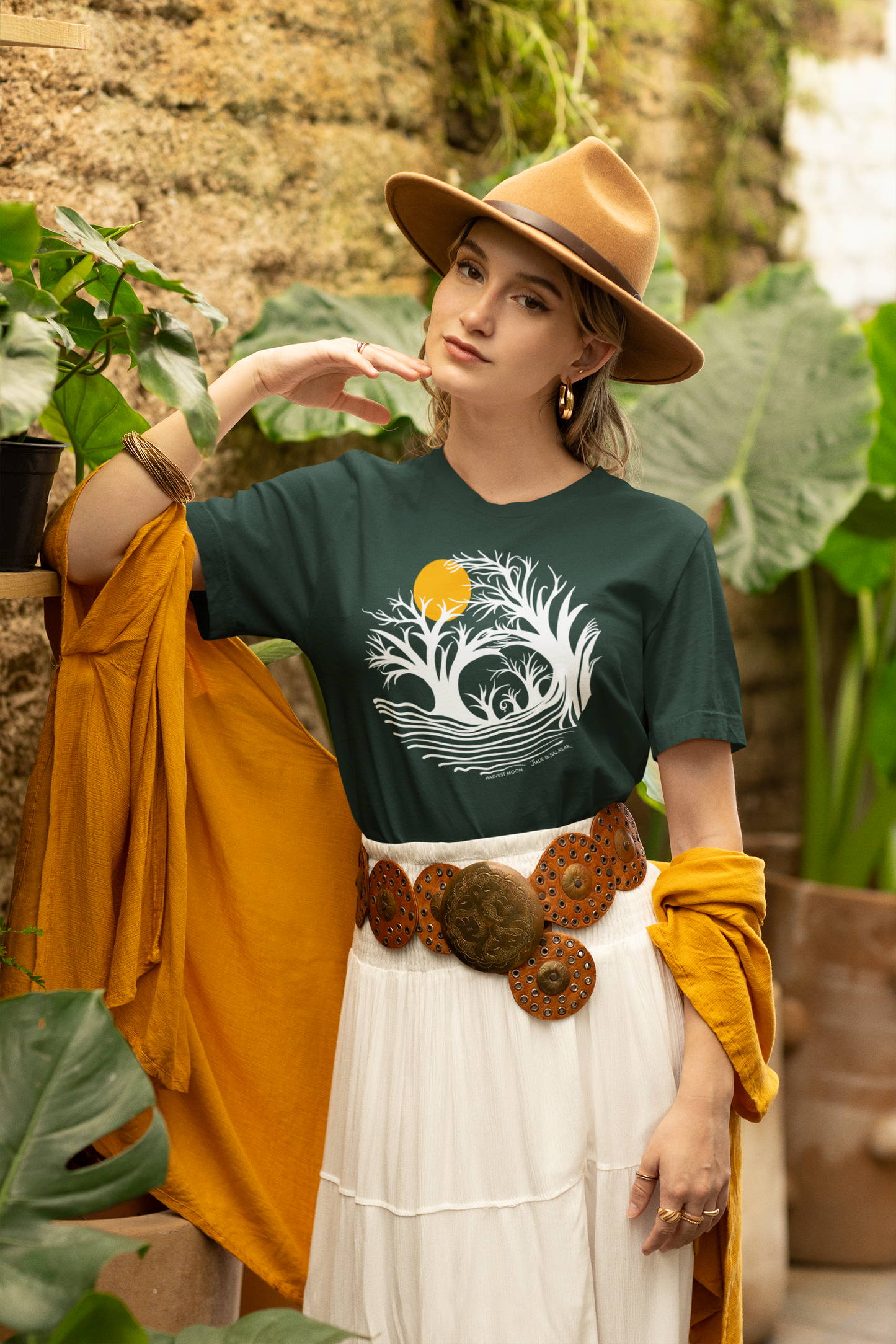 "Harvest Moon", IMAGINE™ Series, Hand-Drawn Art Print, Bella+Canvas 3001 Unisex Jersey Short Sleeve Tee