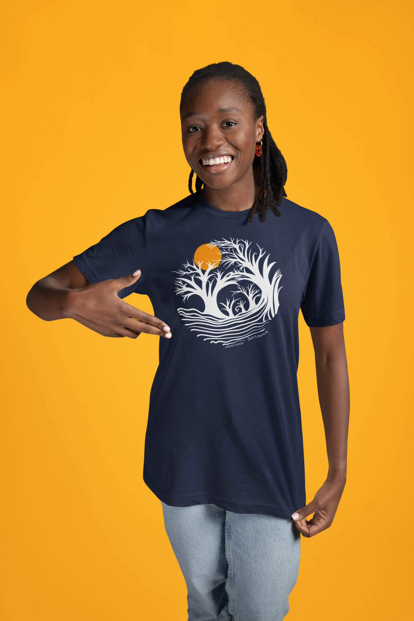 "Harvest Moon", IMAGINE™ Series, Hand-Drawn Art Print, Bella+Canvas 3001 Unisex Jersey Short Sleeve Tee