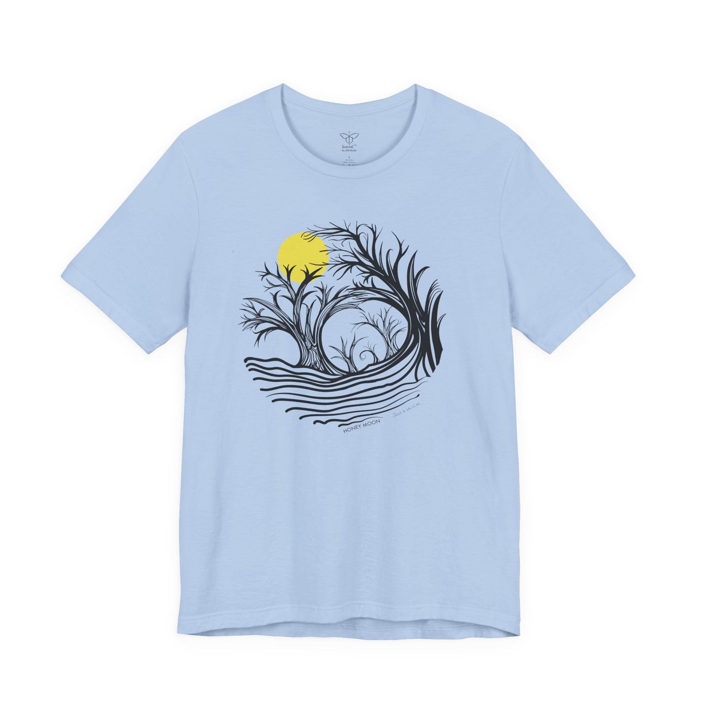 "Honey Moon", IMAGINE™ Series, Hand-Drawn Art Print, Bella+Canvas 3001 Unisex Jersey Short Sleeve Tee