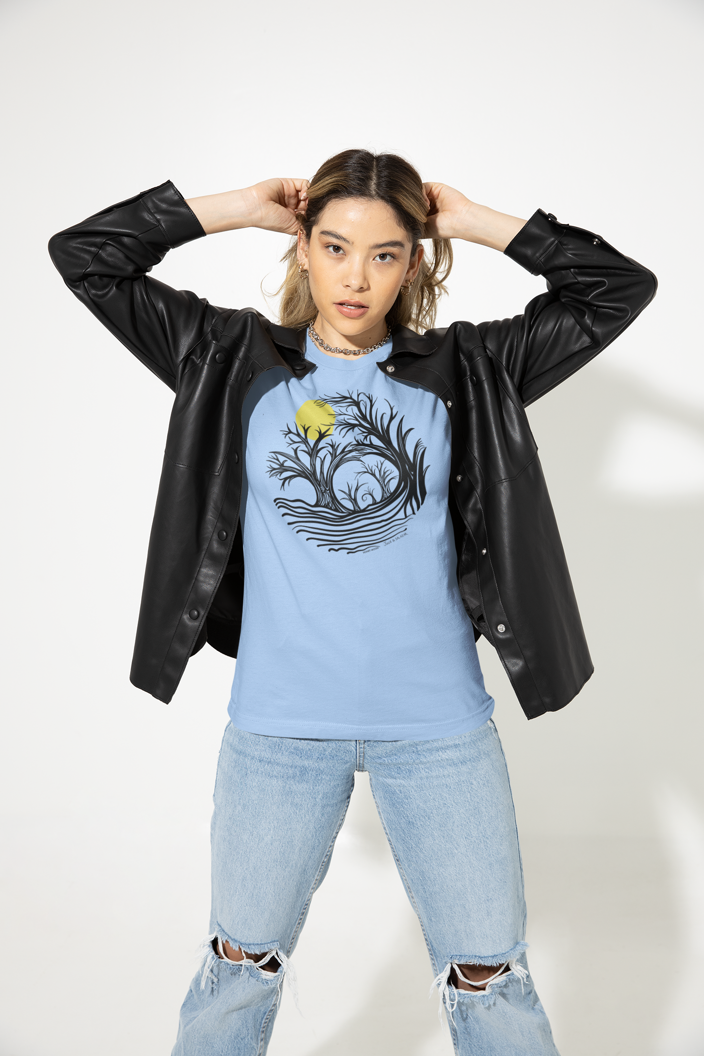 "Honey Moon", IMAGINE™ Series, Hand-Drawn Art Print, Bella+Canvas 3001 Unisex Jersey Short Sleeve Tee