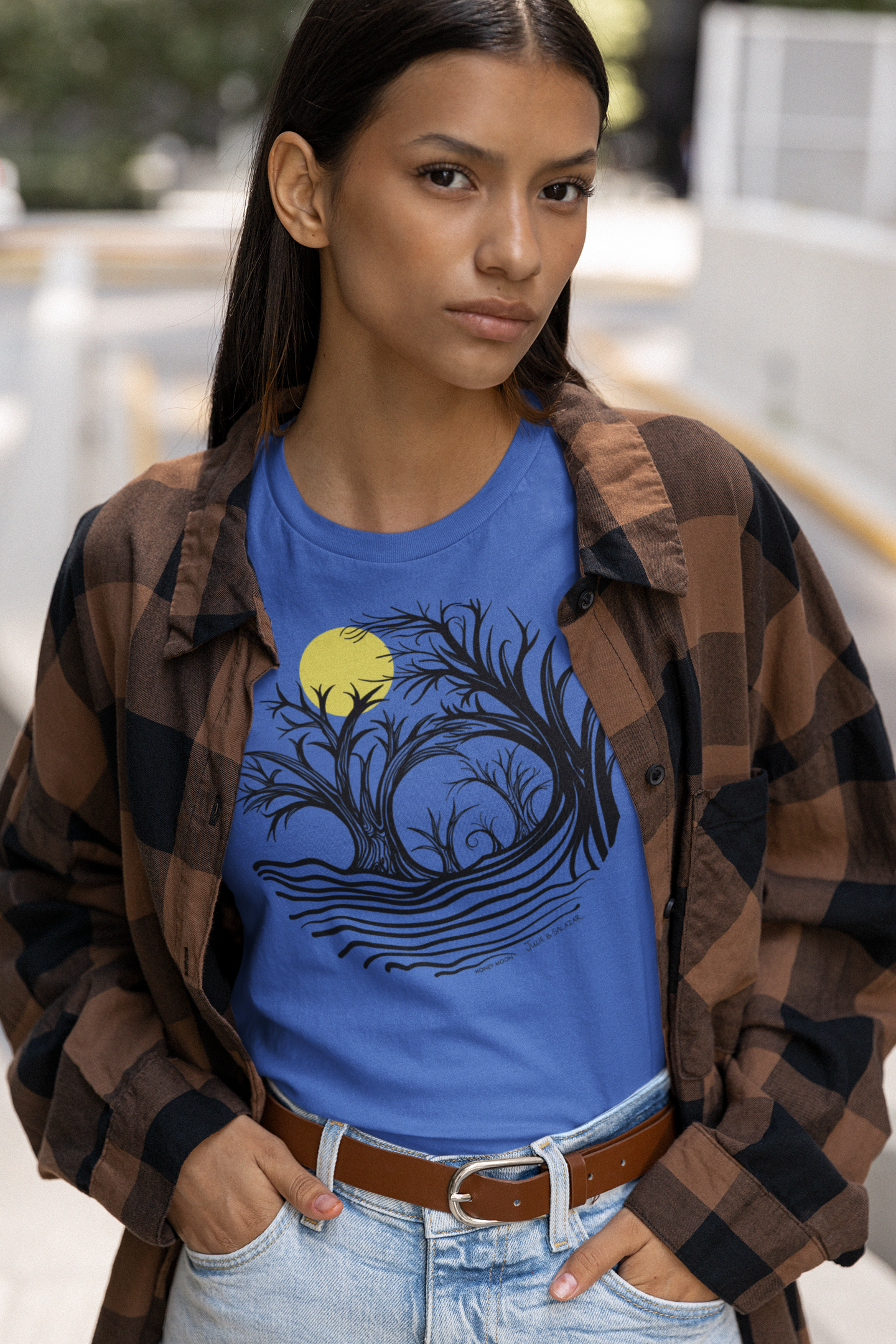 "Honey Moon", IMAGINE™ Series, Hand-Drawn Art Print, Bella+Canvas 3001 Unisex Jersey Short Sleeve Tee
