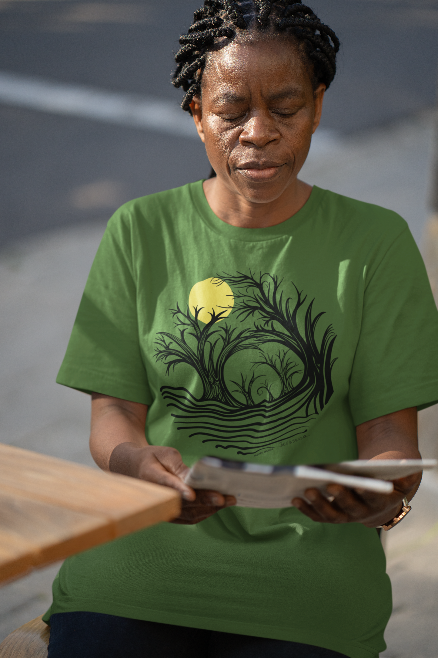 "Honey Moon", IMAGINE™ Series, Hand-Drawn Art Print, Bella+Canvas 3001 Unisex Jersey Short Sleeve Tee