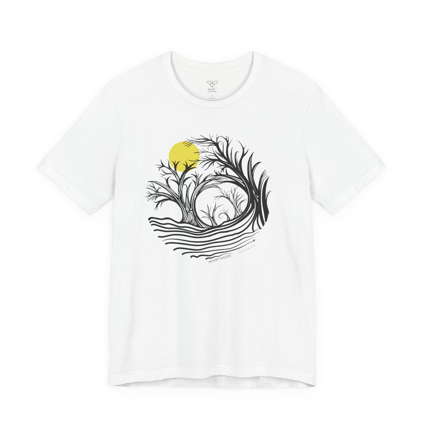 "Honey Moon", IMAGINE™ Series, Hand-Drawn Art Print, Bella+Canvas 3001 Unisex Jersey Short Sleeve Tee