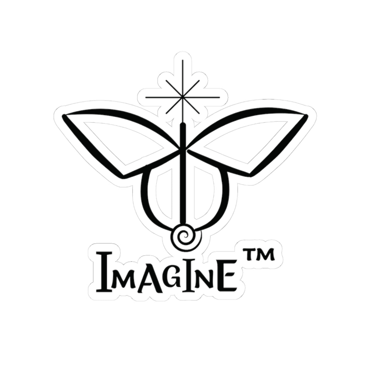 “Imagine, Imagine, Imagine”, IMAGINE™ Series, Butterfly Logo, Hand-Drawn Art Print, Kiss-Cut Stickers, 9 Colors, 2, 3, 4, 6, inch