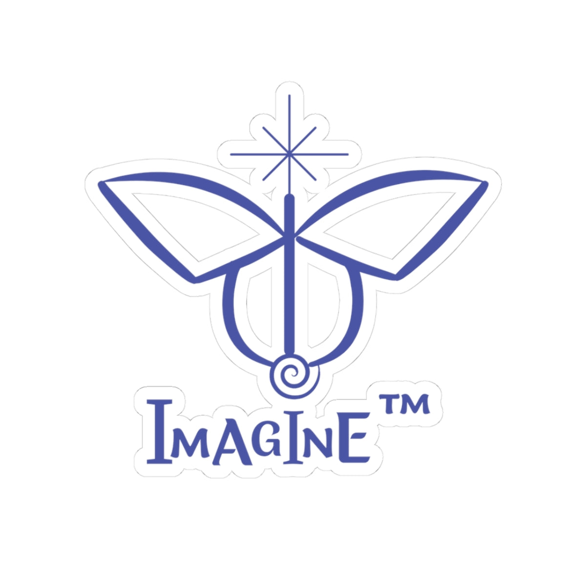 “Imagine, Imagine, Imagine”, IMAGINE™ Series, Butterfly Logo, Hand-Drawn Art Print, Kiss-Cut Stickers, 9 Colors, 2, 3, 4, 6, inch