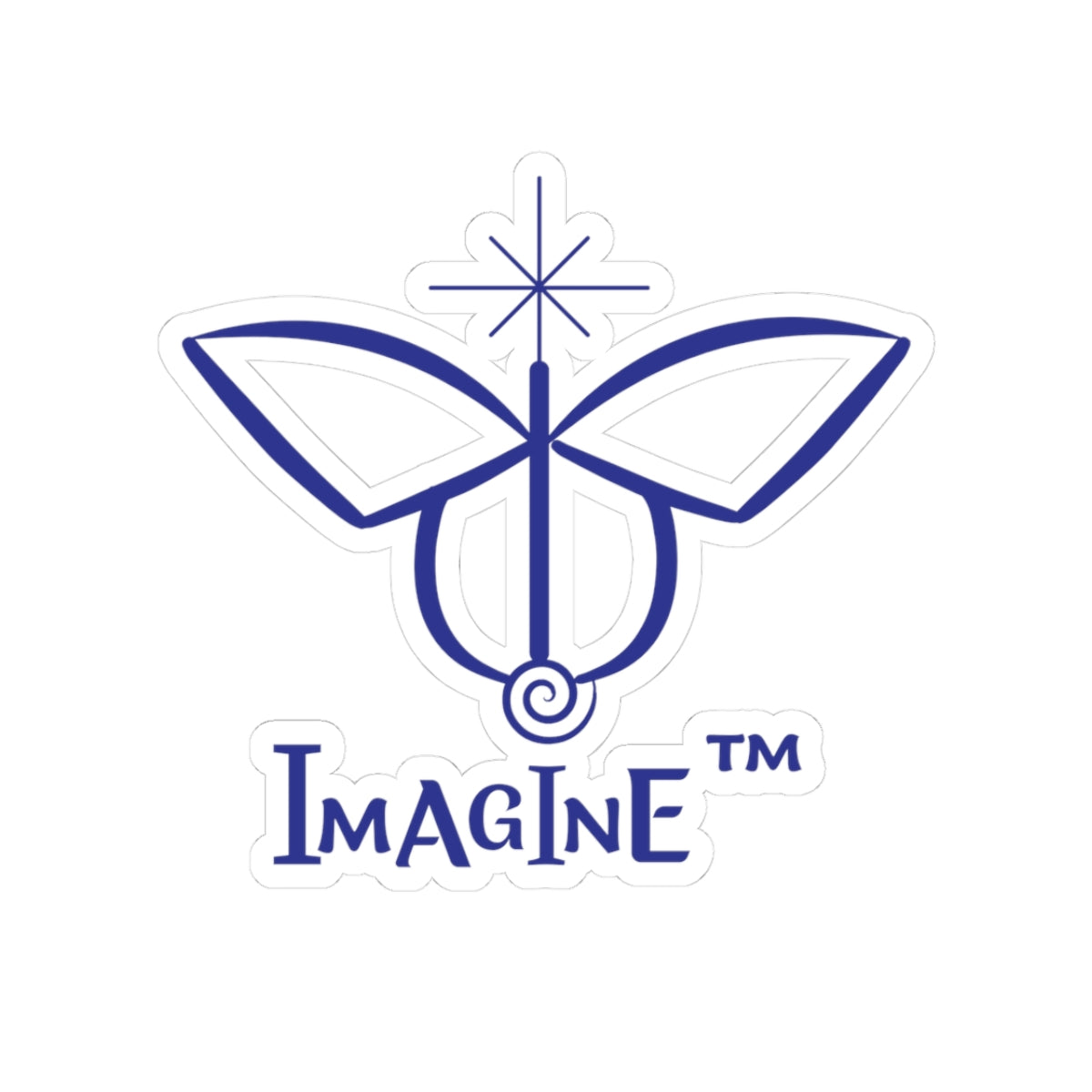“Imagine, Imagine, Imagine”, IMAGINE™ Series, Butterfly Logo, Hand-Drawn Art Print, Kiss-Cut Stickers, 9 Colors, 2, 3, 4, 6, inch