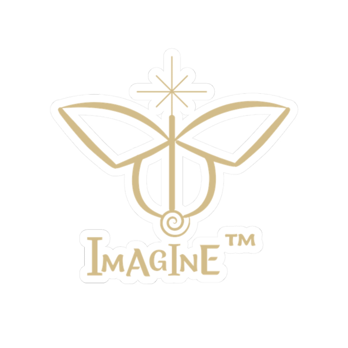 “Imagine, Imagine, Imagine”, IMAGINE™ Series, Butterfly Logo, Hand-Drawn Art Print, Kiss-Cut Stickers, 9 Colors, 2, 3, 4, 6, inch