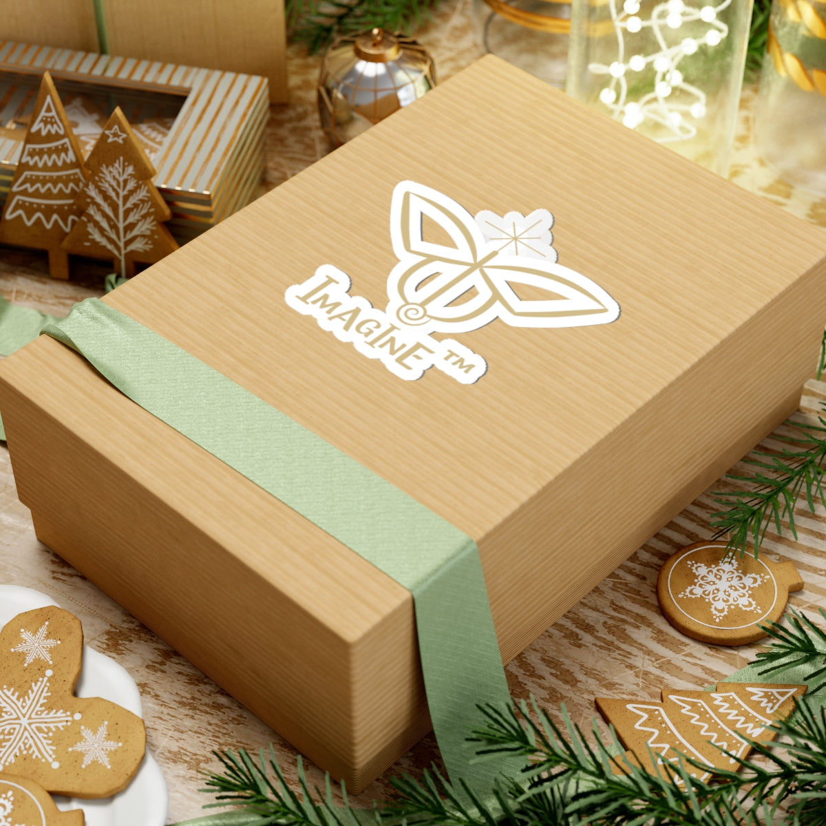 “Imagine, Imagine, Imagine”, IMAGINE™ Series, Butterfly Logo, Hand-Drawn Art Print, Kiss-Cut Stickers, 9 Colors, 2, 3, 4, 6, inch