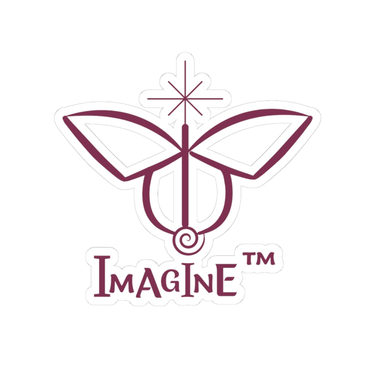 “Imagine, Imagine, Imagine”, IMAGINE™ Series, Butterfly Logo, Hand-Drawn Art Print, Kiss-Cut Stickers, 9 Colors, 2, 3, 4, 6, inch