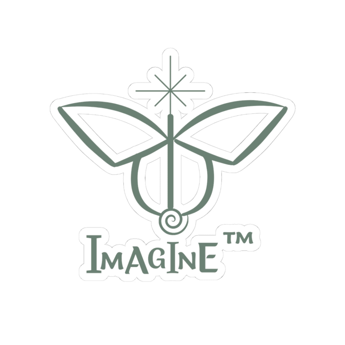 “Imagine, Imagine, Imagine”, IMAGINE™ Series, Butterfly Logo, Hand-Drawn Art Print, Kiss-Cut Stickers, 9 Colors, 2, 3, 4, 6, inch