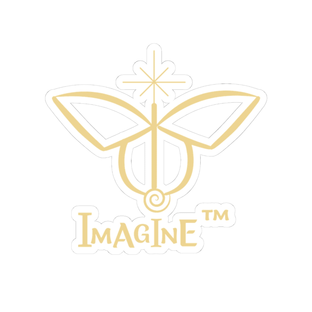 “Imagine, Imagine, Imagine”, IMAGINE™ Series, Butterfly Logo, Hand-Drawn Art Print, Kiss-Cut Stickers, 9 Colors, 2, 3, 4, 6, inch