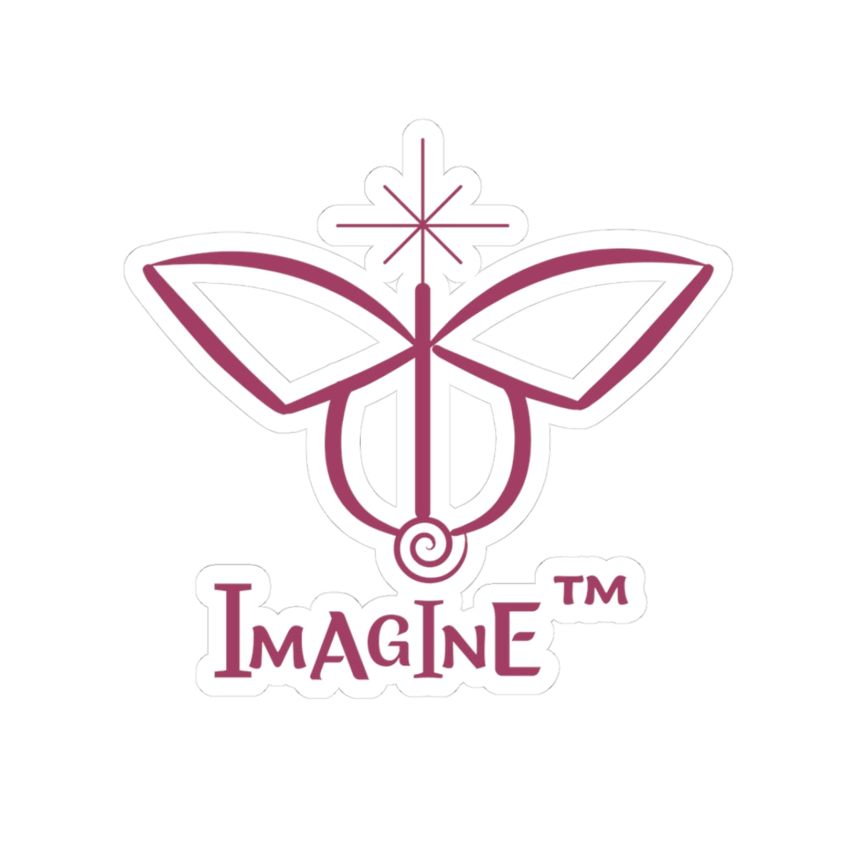 “Imagine, Imagine, Imagine”, IMAGINE™ Series, Butterfly Logo, Hand-Drawn Art Print, Kiss-Cut Stickers, 9 Colors, 2, 3, 4, 6, inch