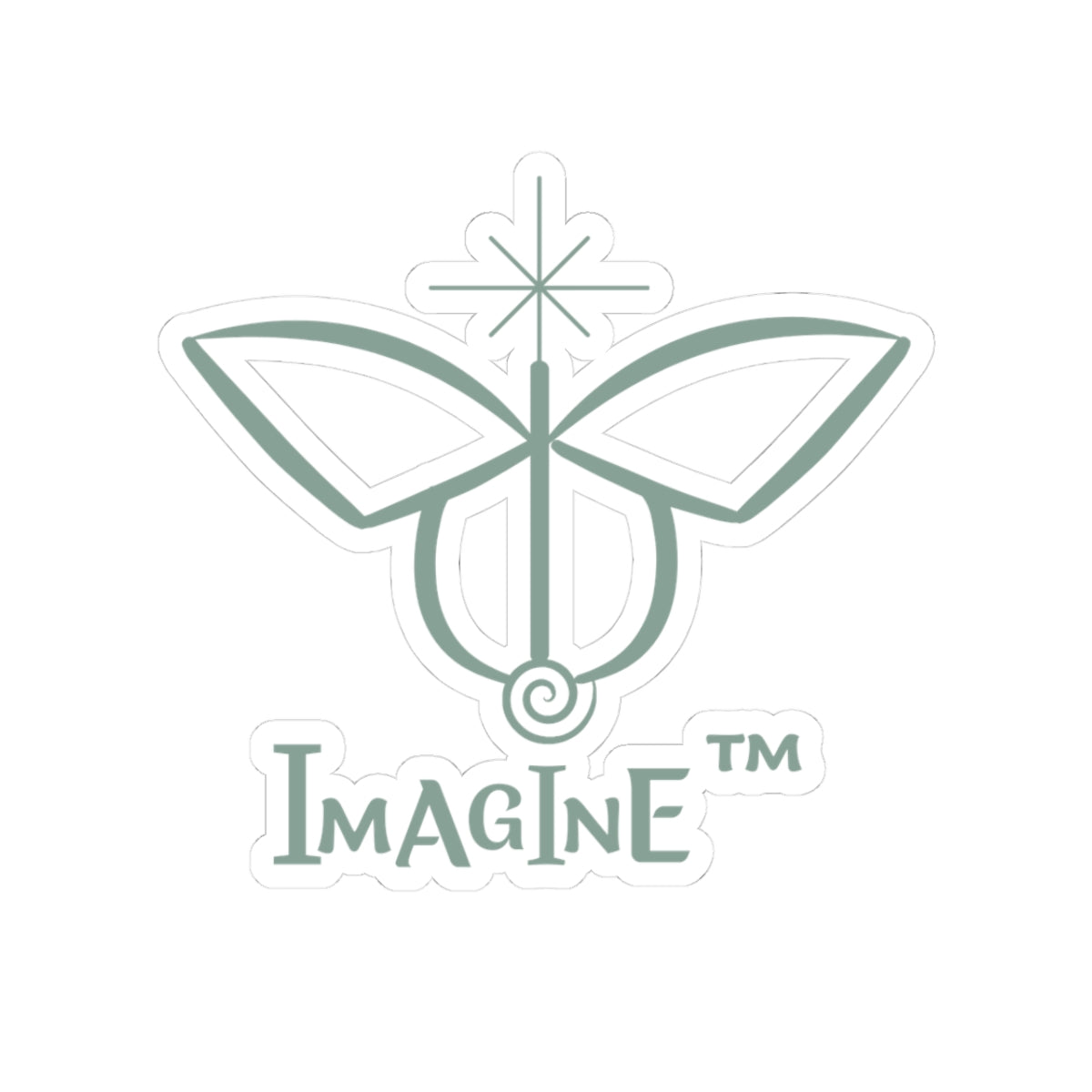 “Imagine, Imagine, Imagine”, IMAGINE™ Series, Butterfly Logo, Hand-Drawn Art Print, Kiss-Cut Stickers, 9 Colors, 2, 3, 4, 6, inch